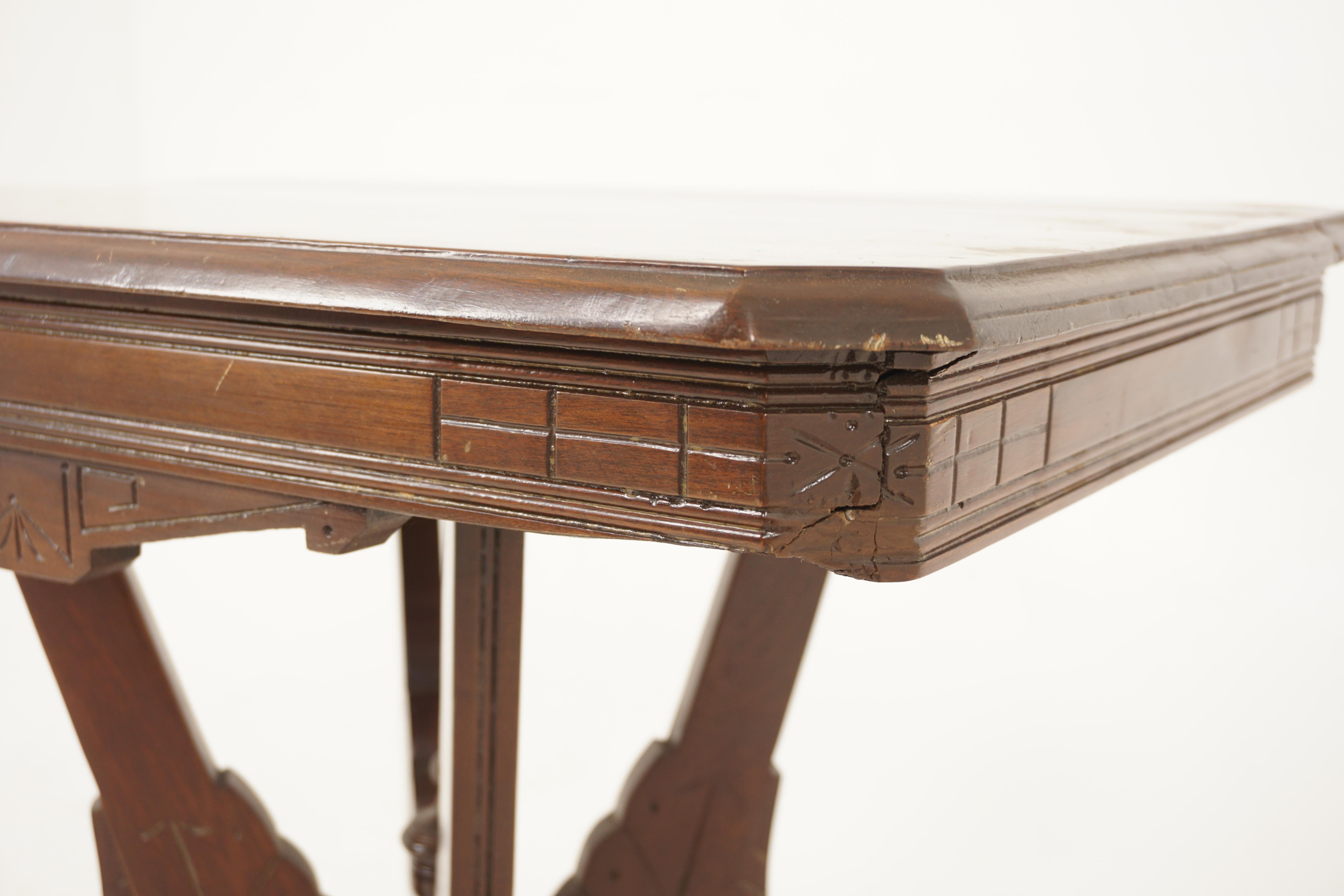 Ant. American Carved Walnut Eastlake Parlour Table, American, 1890 For Sale 3