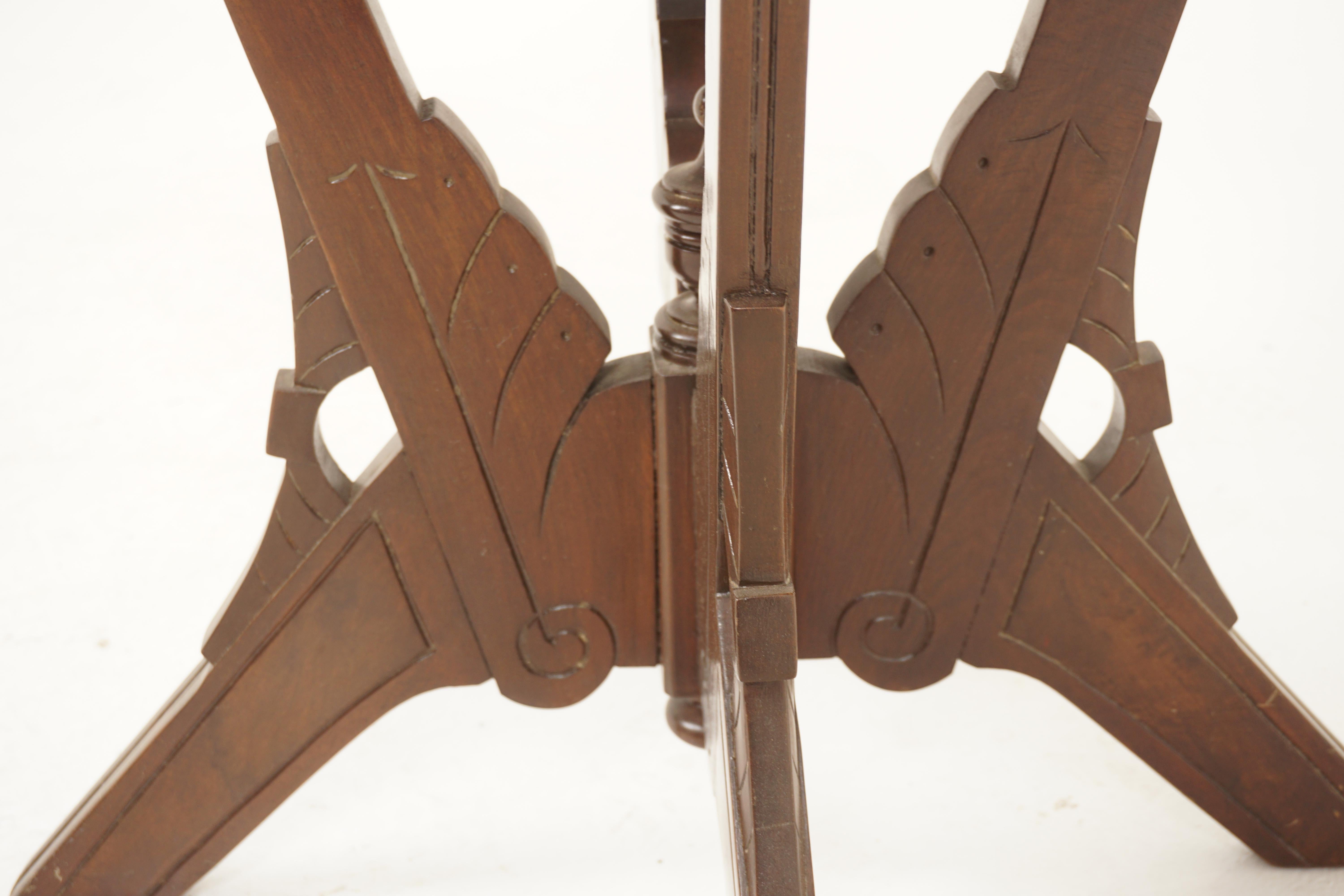 Ant. American Carved Walnut Eastlake Parlour Table, American, 1890 For Sale 4