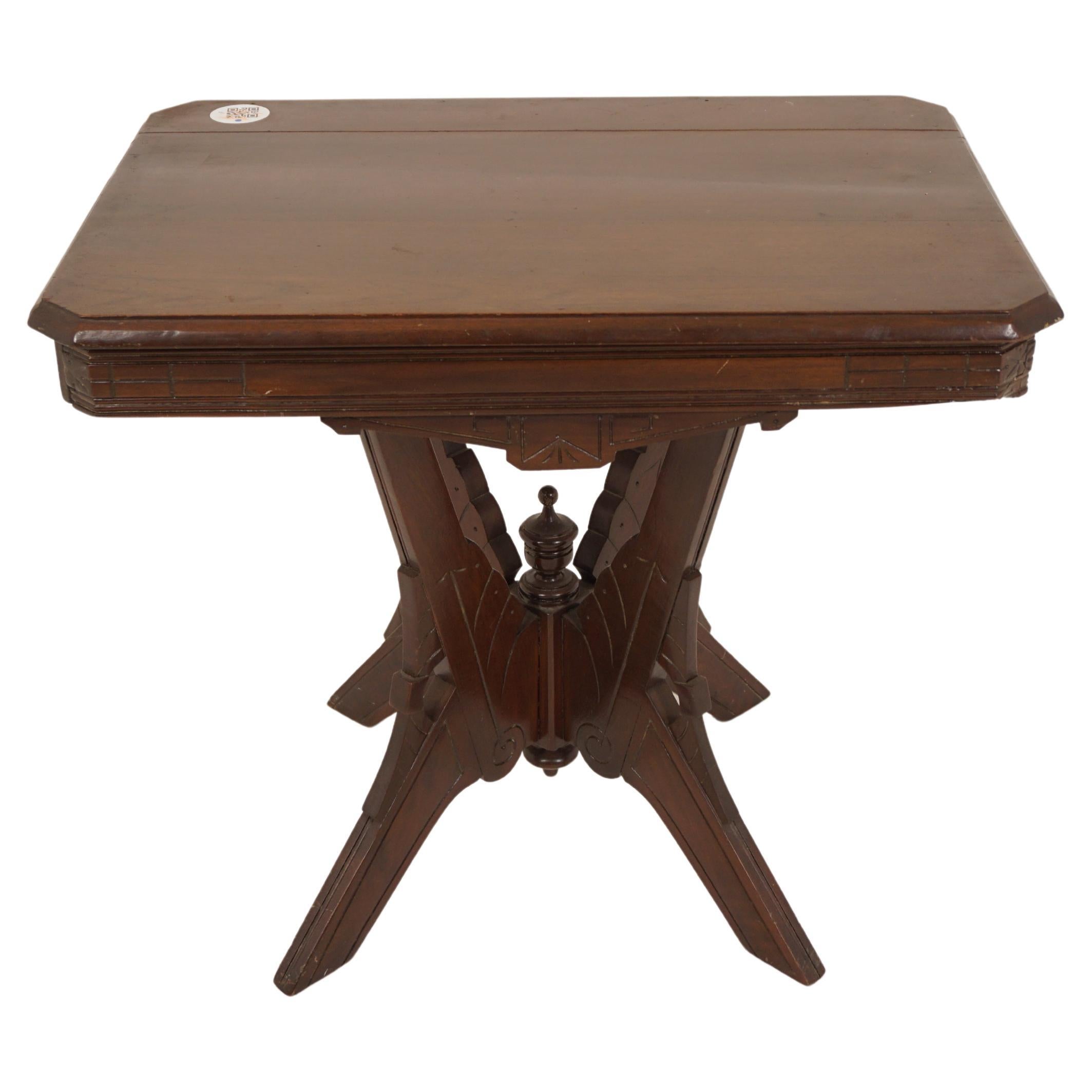 Ant. American Carved Walnut Eastlake Parlour Table, American, 1890