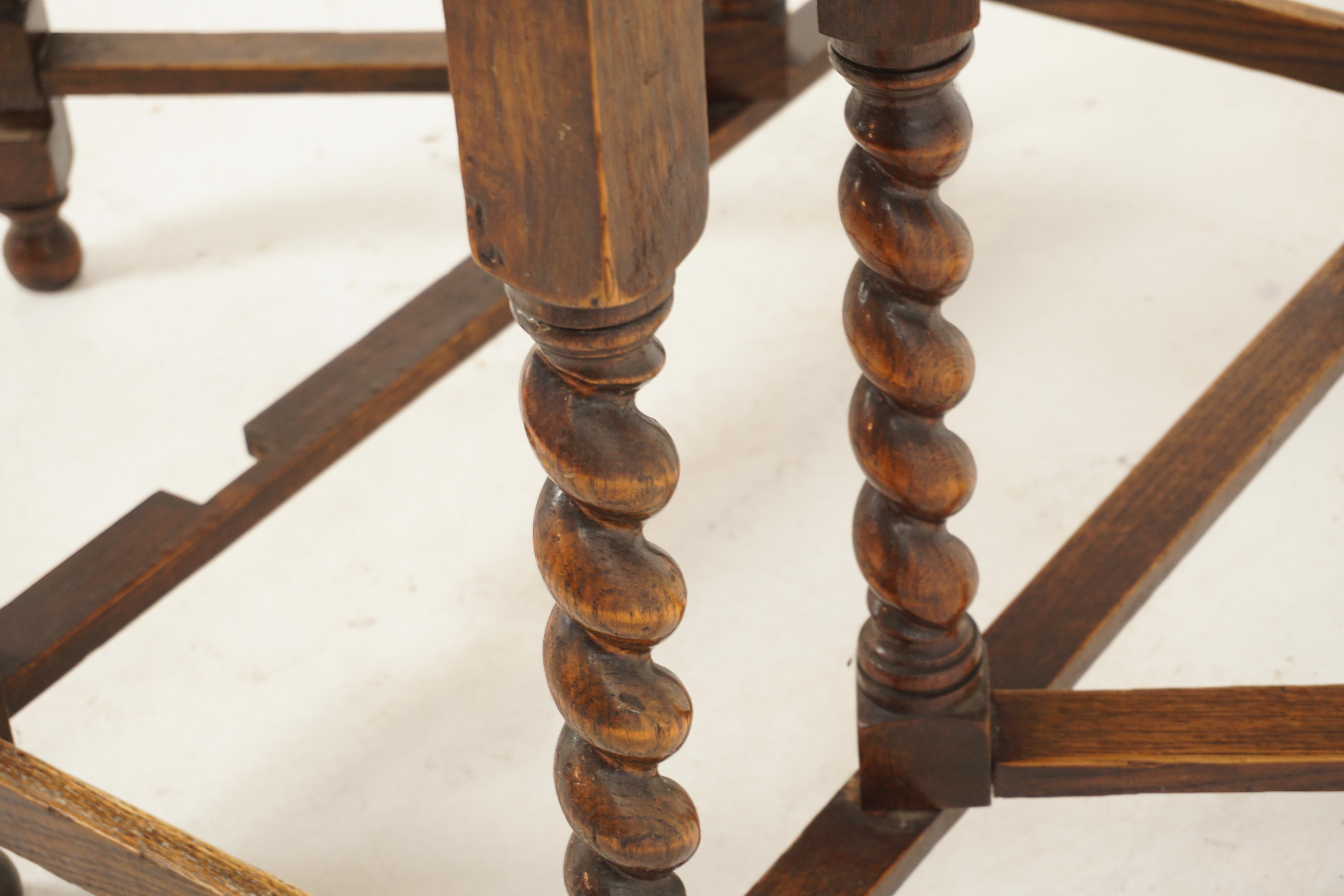 Ant. Barley Twist Gateleg-Tisch aus Eichenholz, klappbar/Esstisch, Schottland 1910, H734 im Angebot 1