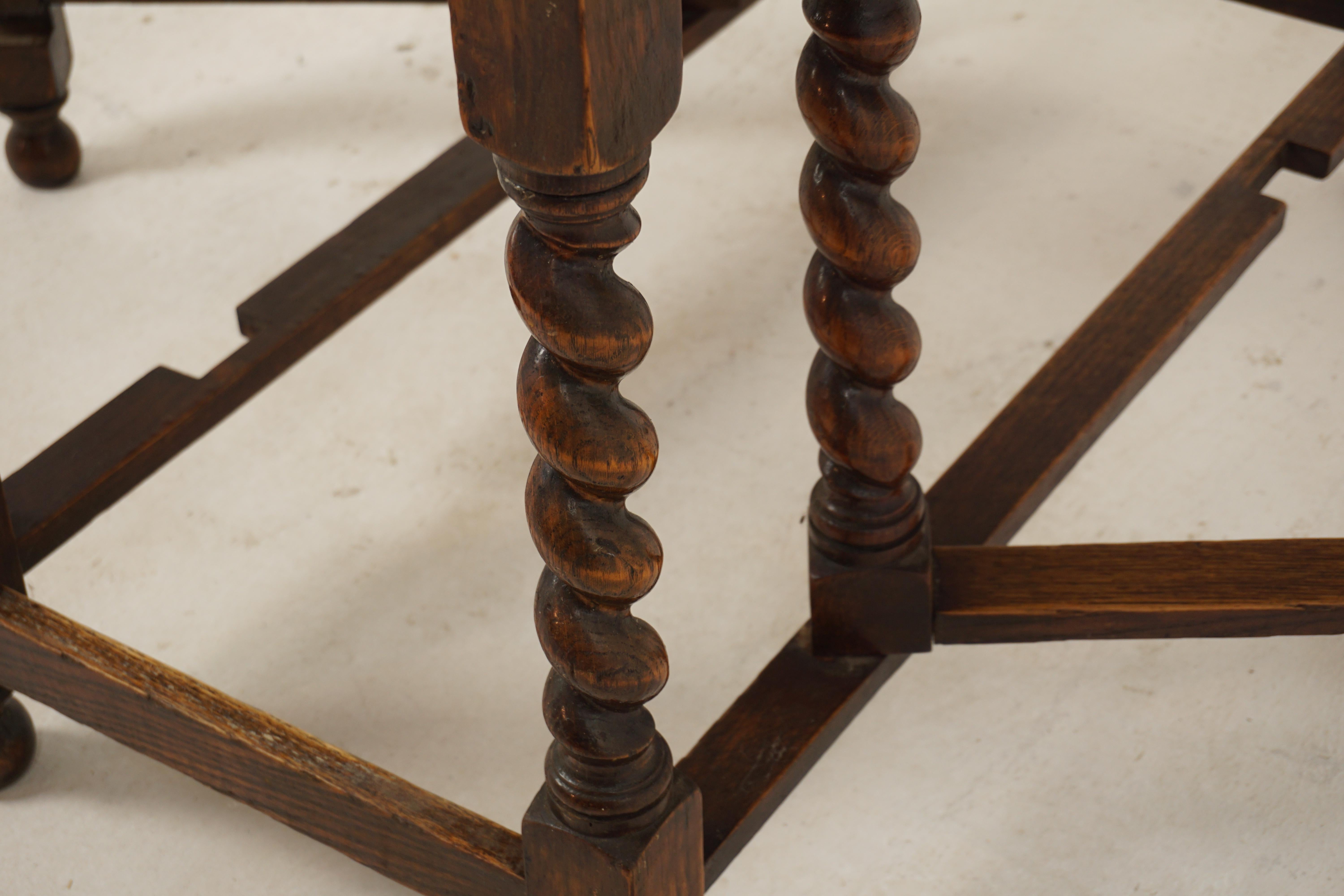 Fourmi. Table à pieds en chêne torsadé Barley Twist, table à abattant/table de salle à manger, Écosse, 1910, H734 2