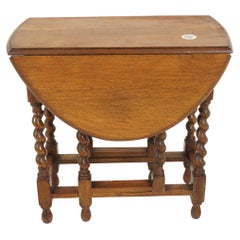 Ant. Barley Twist Oak Gateleg, Table, Drop Leaf Table, Scotland 1910, H860