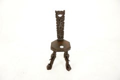 Ant. Carved Oak Spinning Chair, Hall Chair, Scotland 1880, H837