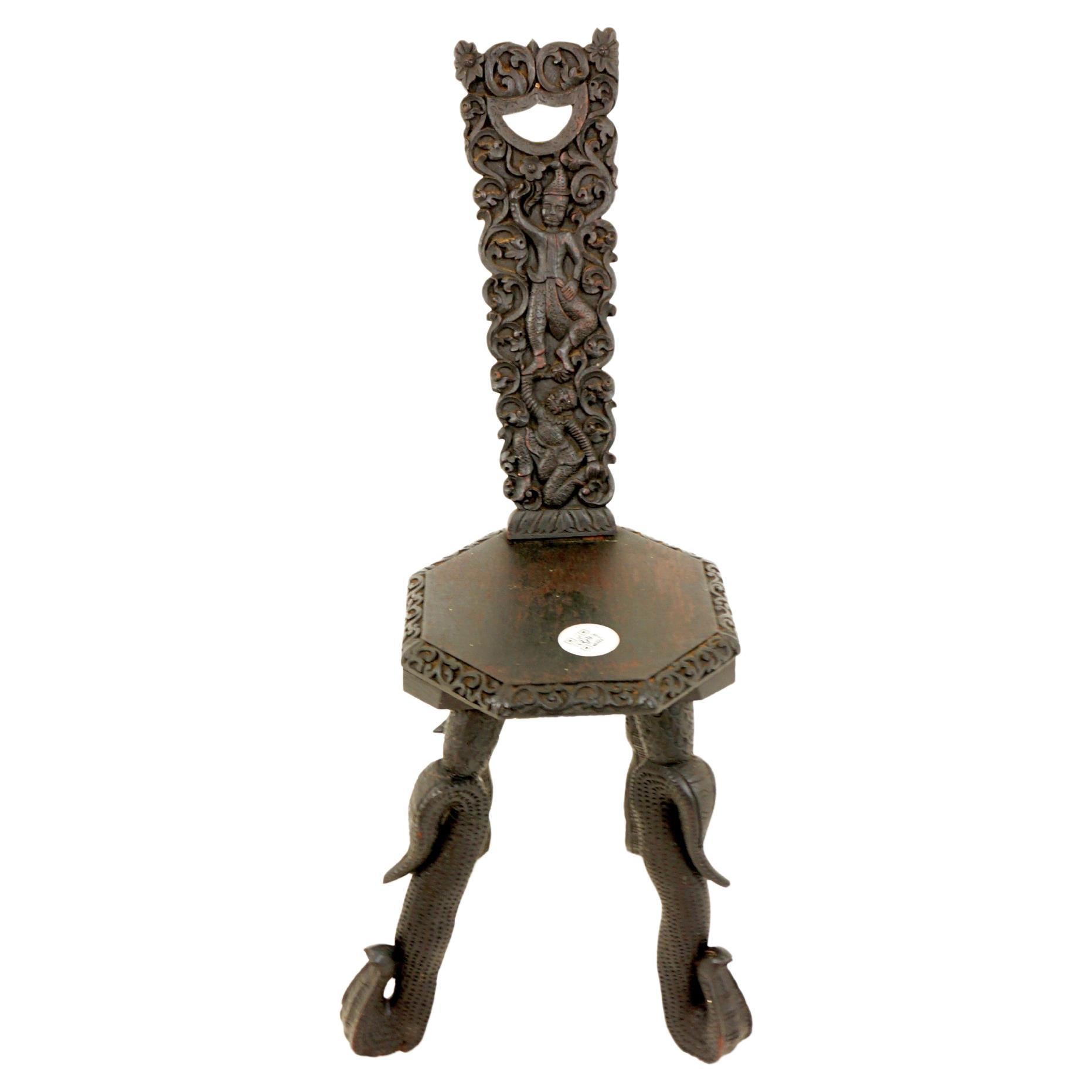 Ant. Spinning-Stuhl aus geschnitzter Eiche, Flurstuhl, Schottland 1880, H837