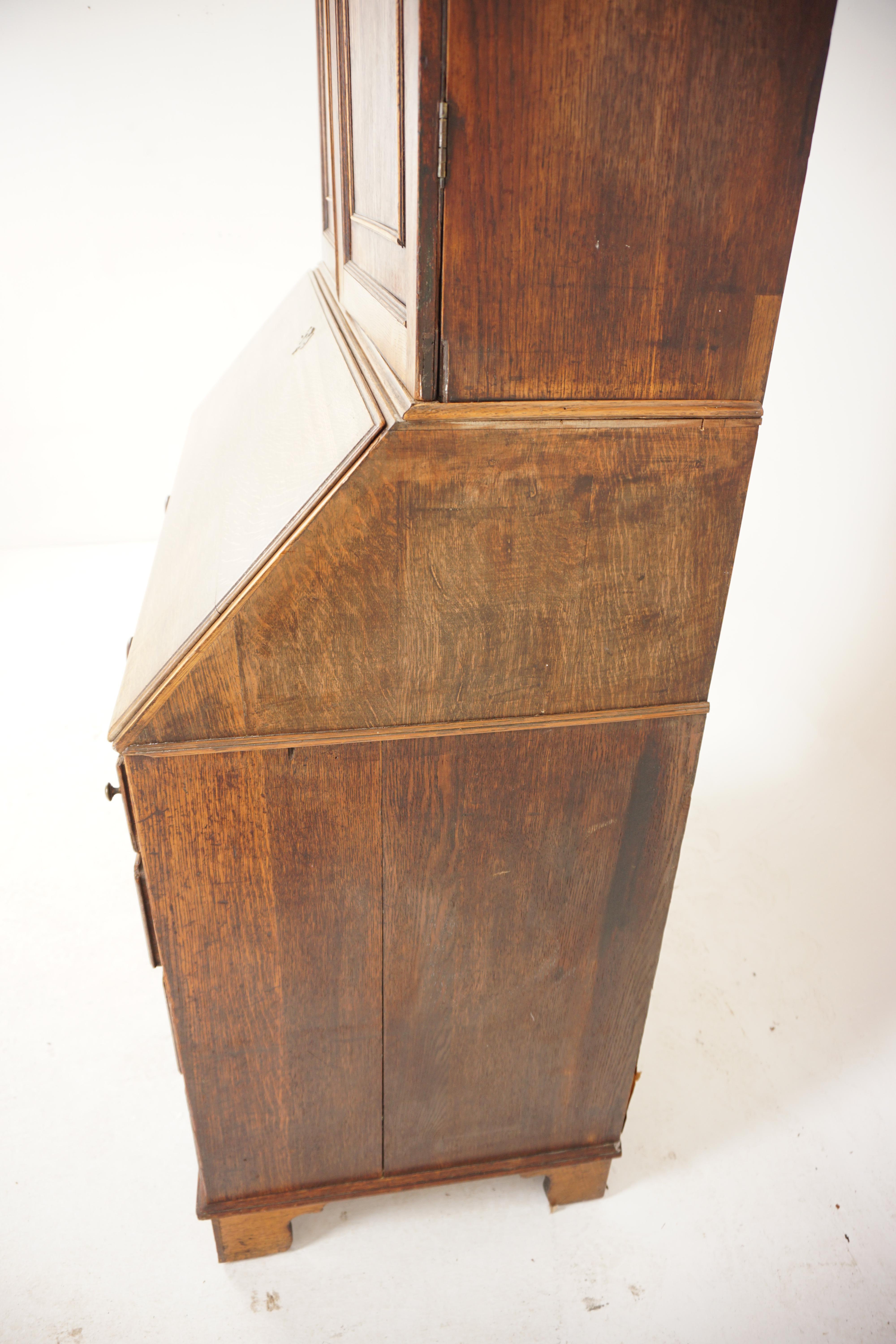 Ant. Georgian Oak Bureau Bookcase, Housekeepers Cupboard, Scotland 1780, H154 For Sale 7