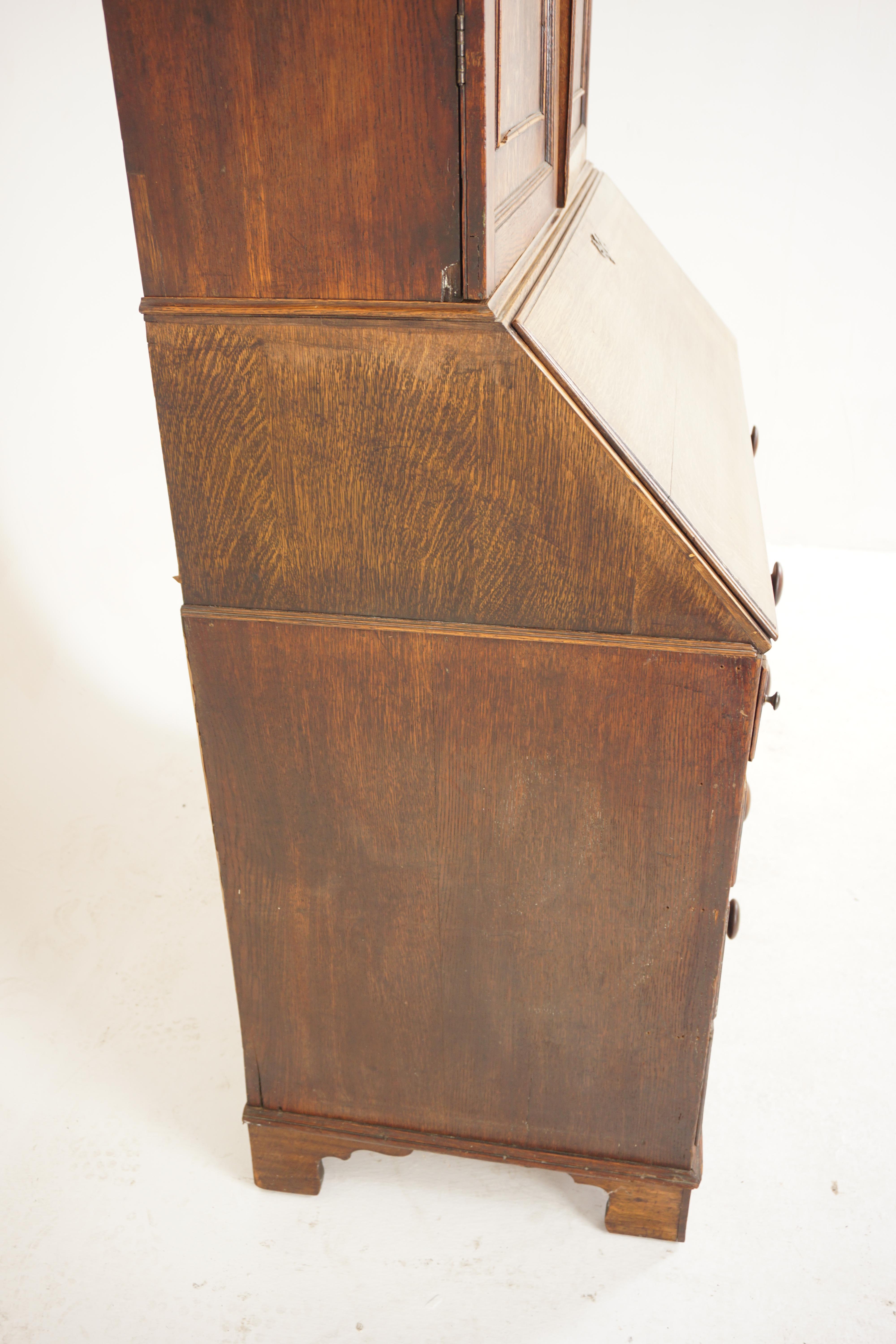 Ant. Georgian Oak Bureau Bookcase, Housekeepers Cupboard, Scotland 1780, H154 For Sale 8
