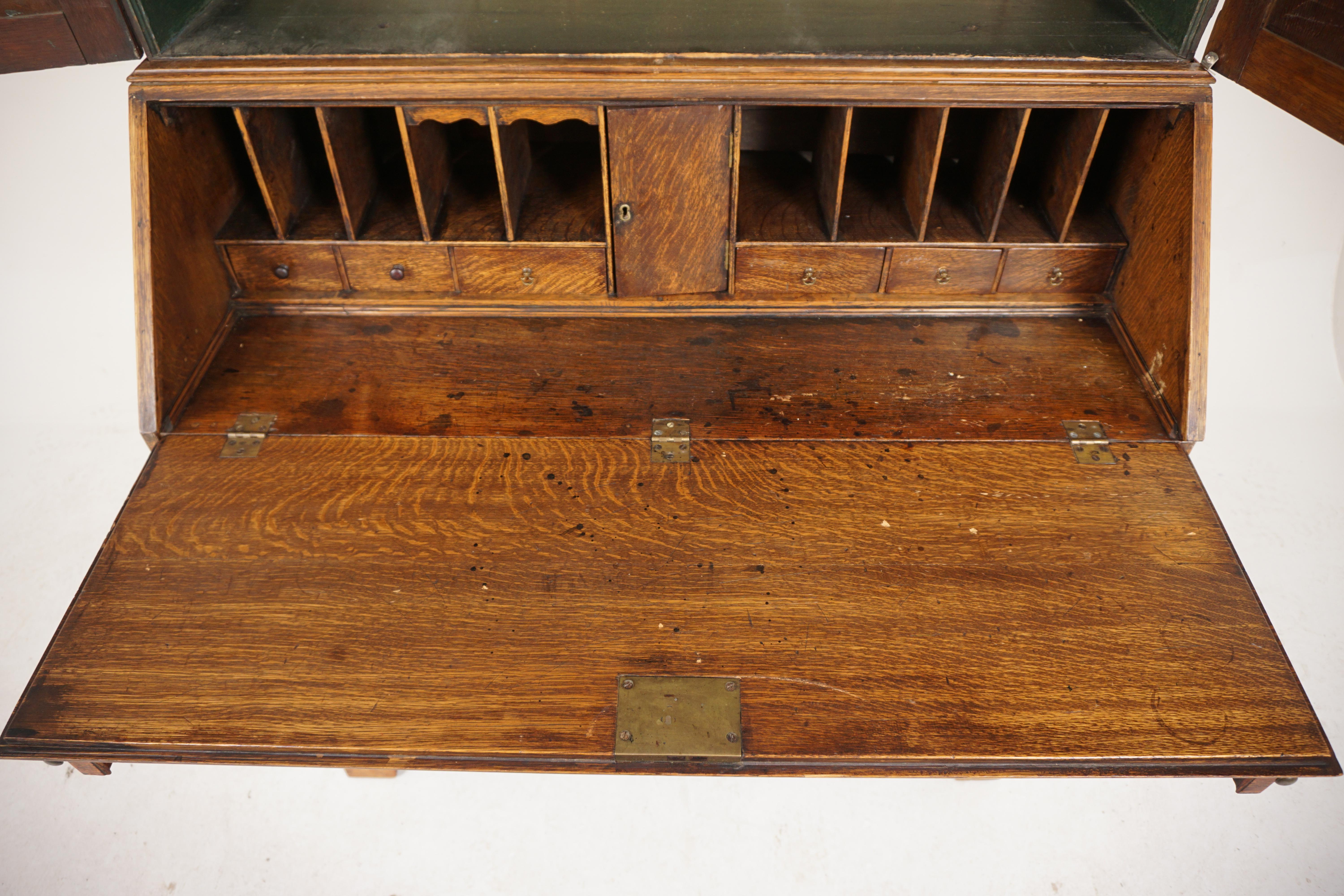 Scottish Ant. Georgian Oak Bureau Bookcase, Housekeepers Cupboard, Scotland 1780, H154 For Sale