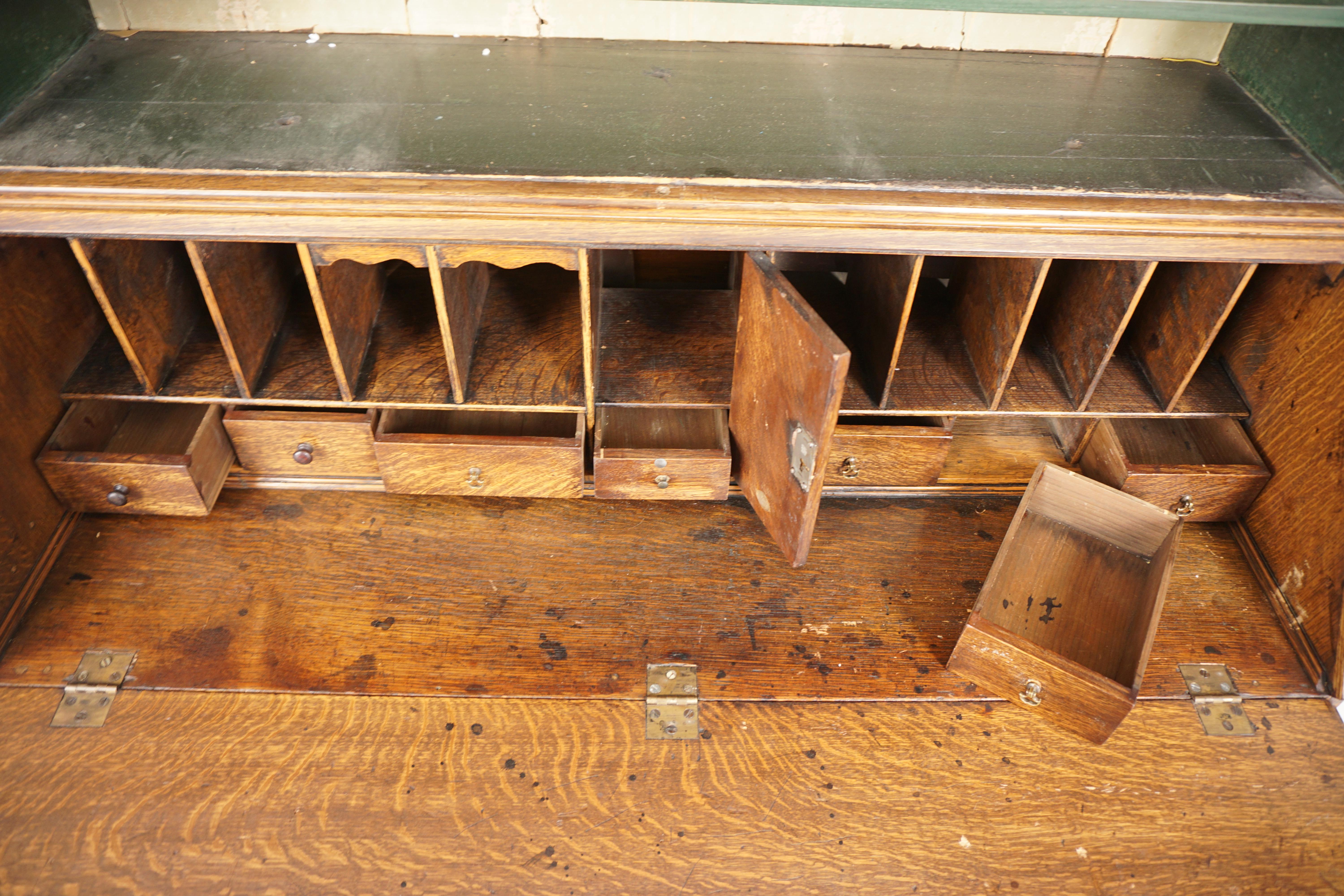 18th Century and Earlier Ant. Georgian Oak Bureau Bookcase, Housekeepers Cupboard, Scotland 1780, H154 For Sale