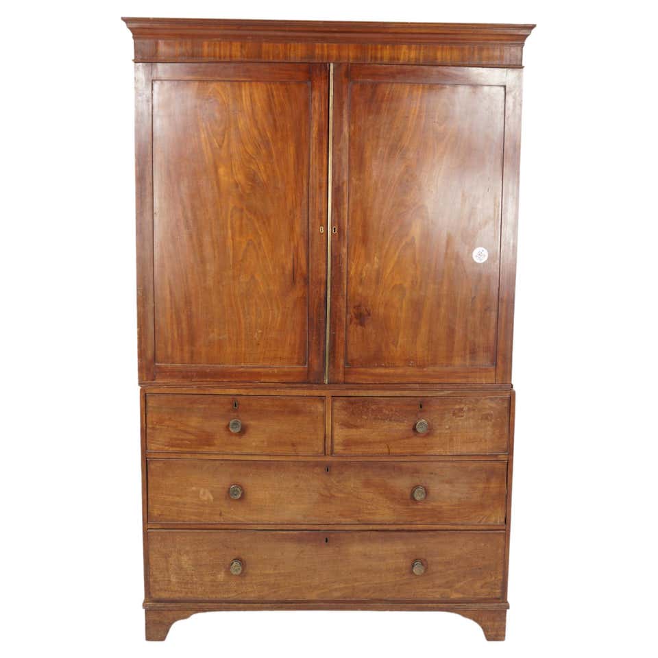 Large Antique Scottish Victorian Three-Door Walnut Armoire, Wardrobe ...