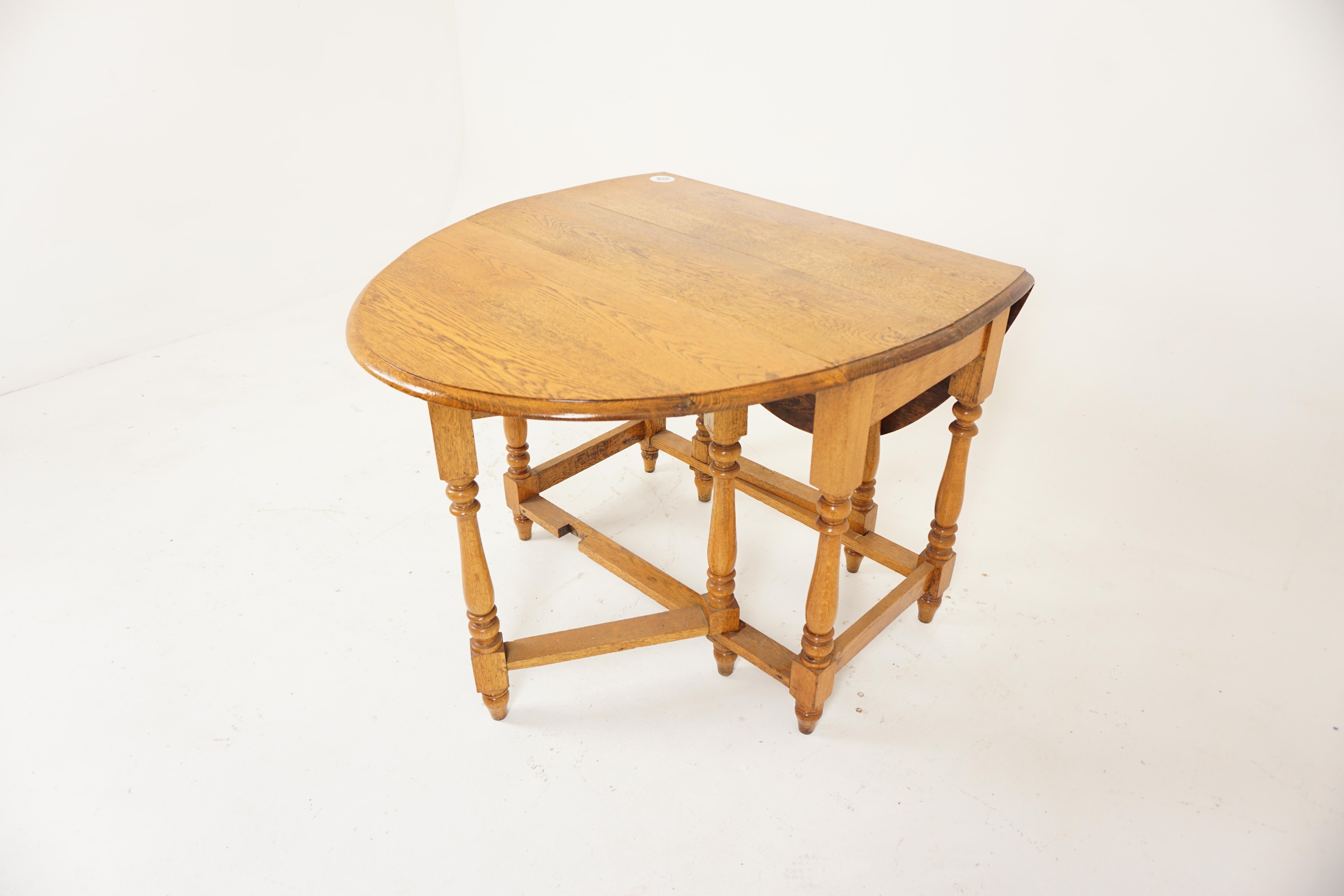 Fourmi, Chêne doré Gateleg, Table à abattant, Table de cuisine, Ecosse 1910, H809 Bon état à Vancouver, BC