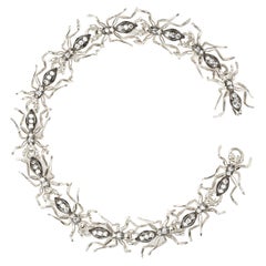 Ant Link Bracelet White Gold Black Rhodium Diamonds