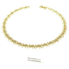 Ant Link Choker Necklace  Yellow Gold  Diamonds