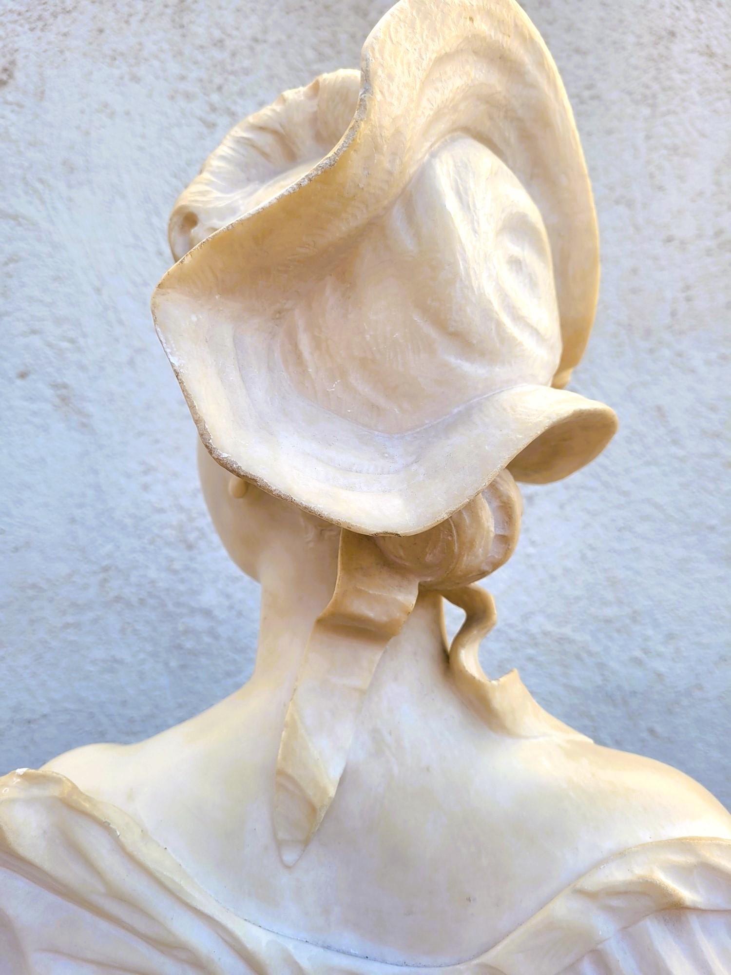 Ant Nelson, Busto di donna, Alabastro, fine XIX secolo in vendita 6