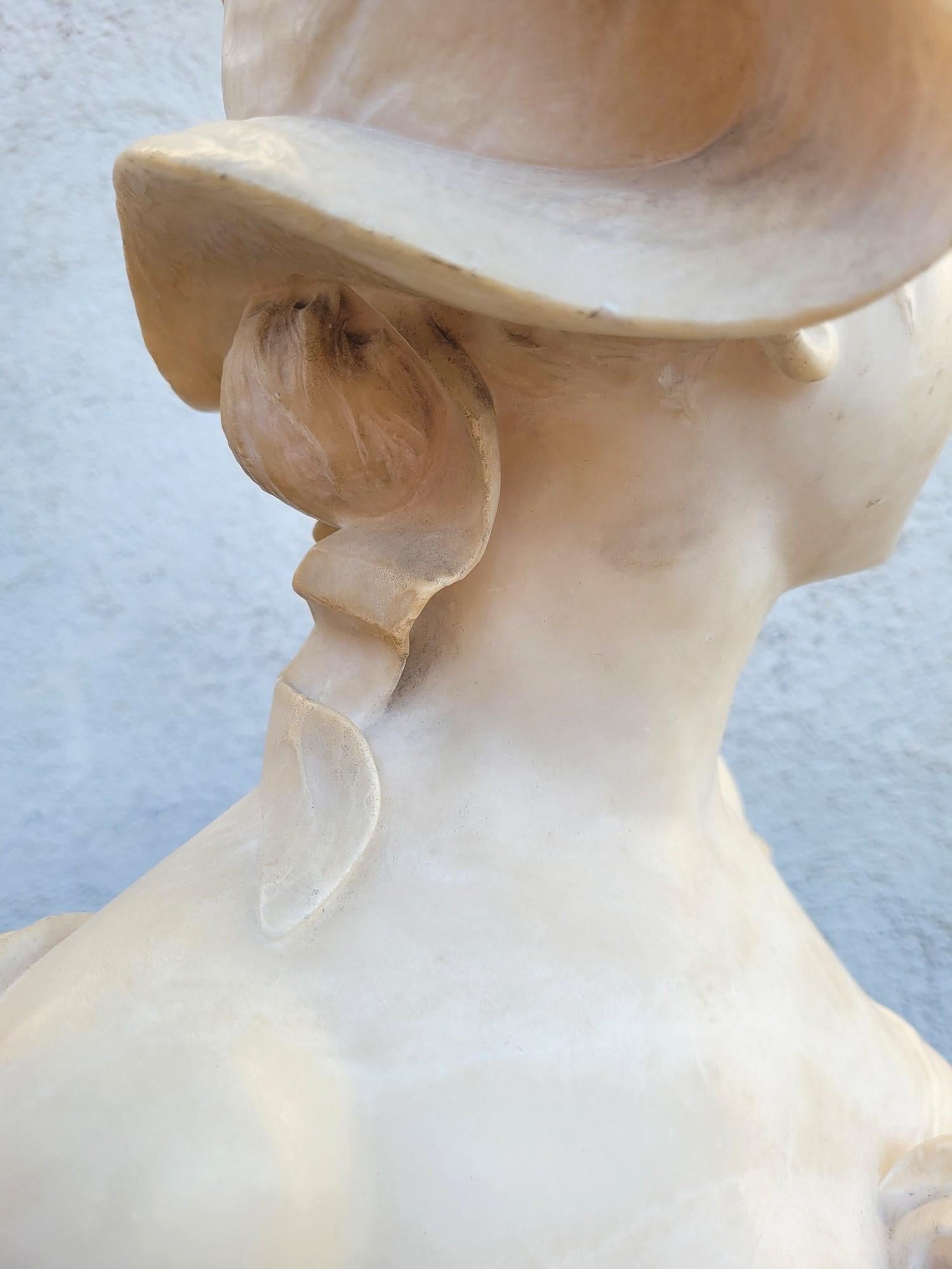 Ant Nelson, Busto di donna, Alabastro, fine XIX secolo in vendita 14