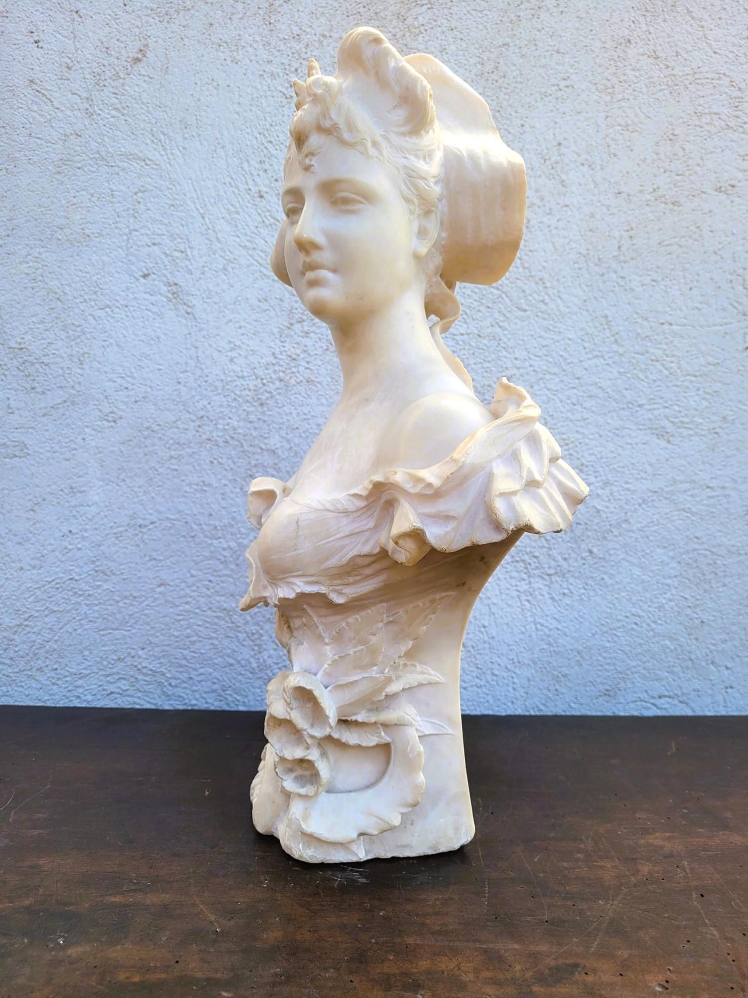 Ant Nelson, Busto di donna, Alabastro, fine XIX secolo in vendita 2