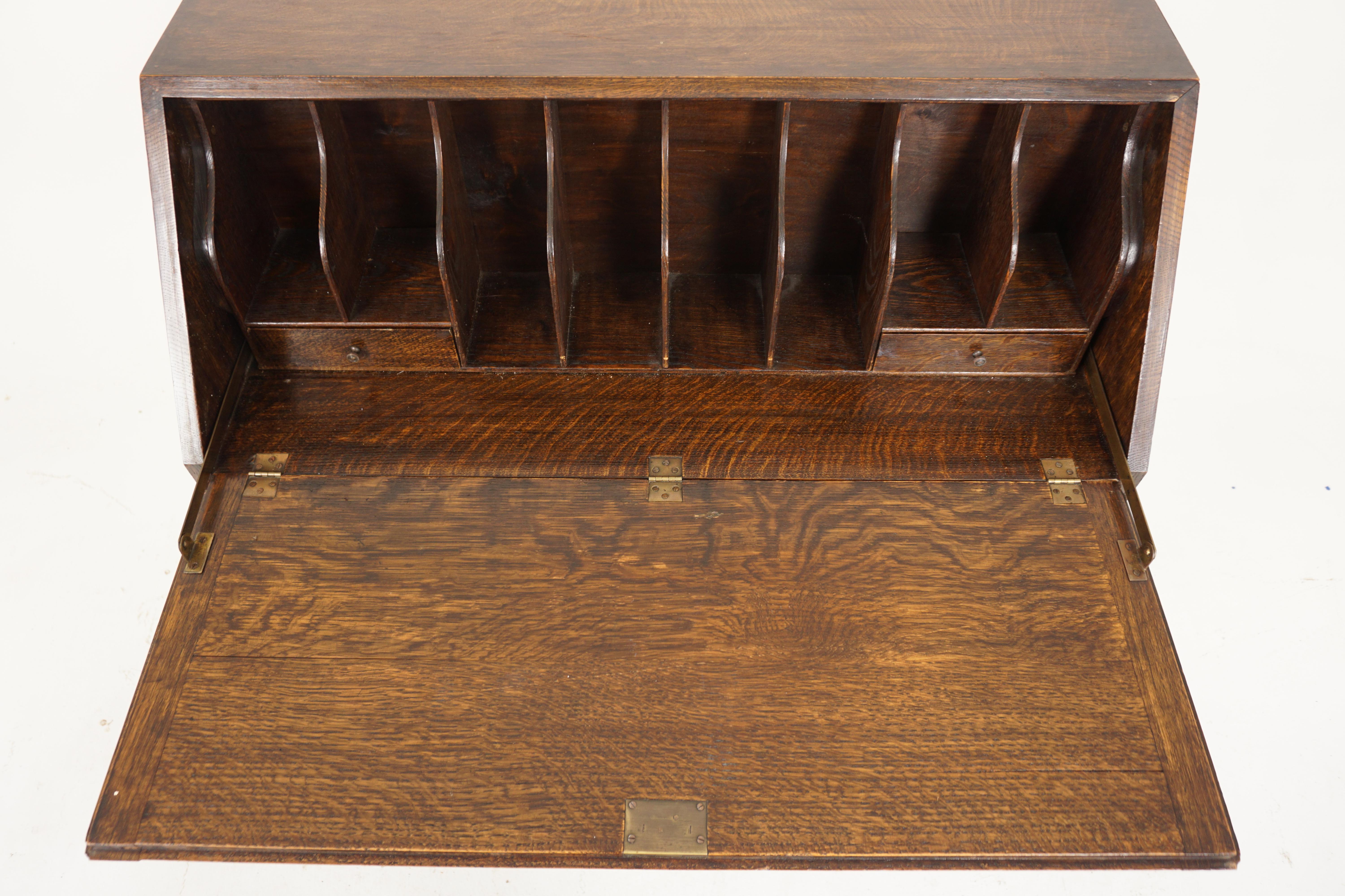 Ant. Schreibtisch-Büro aus Eichenholz im Jacobean-Stil mit schräger Front, Schreibtisch, Schottland 1910 im Angebot 1