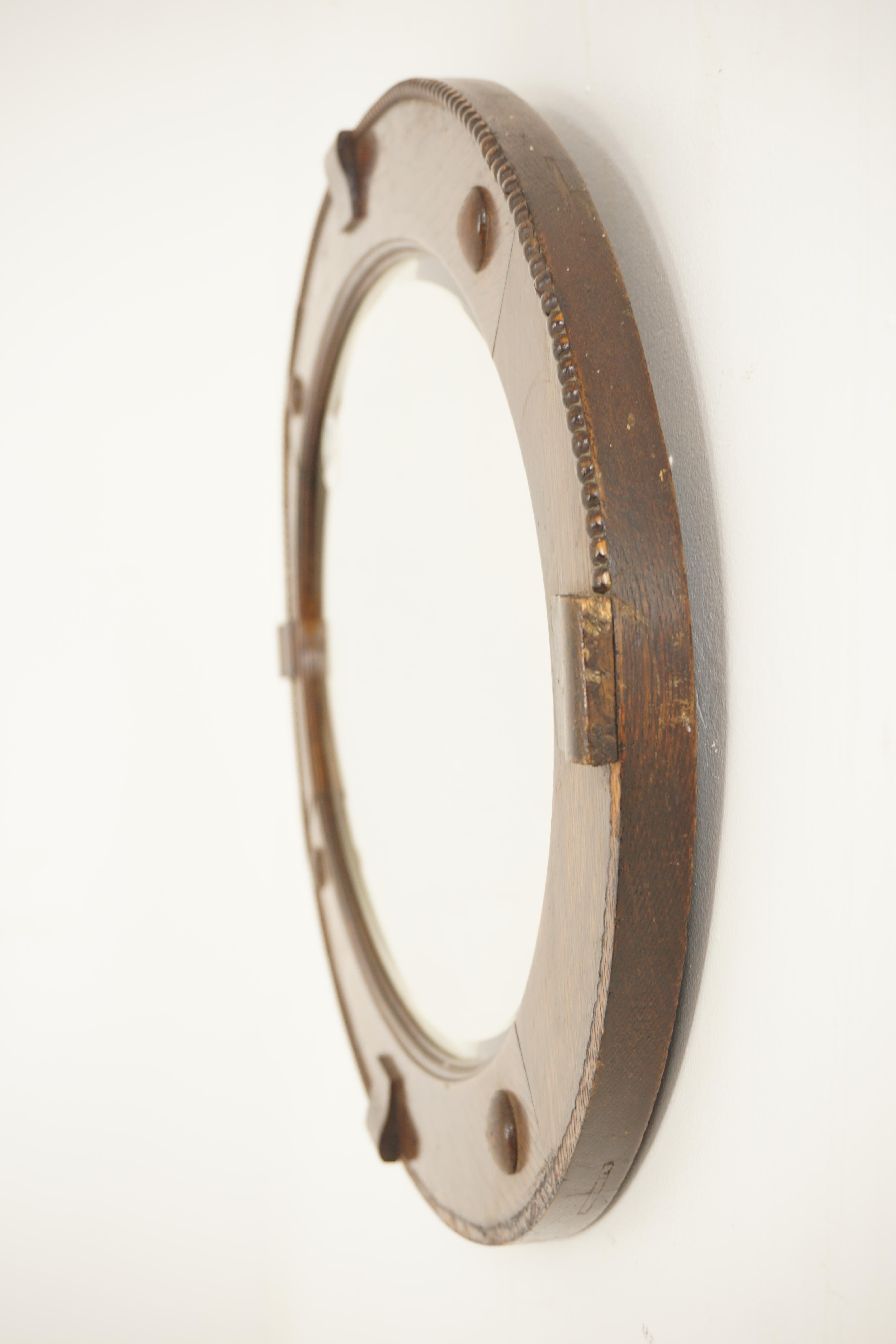 Ant. Oak Oval Bevelled Wall Mirror, Scotland 1900, H812 For Sale 1