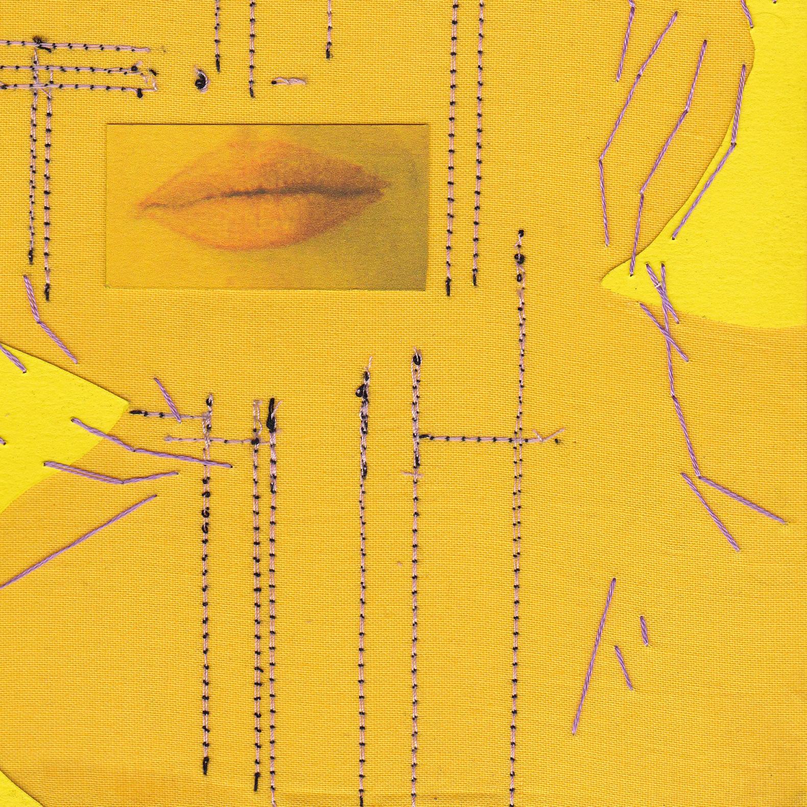 From the artist's Brigitte Bardot series

Hand and Machine sewn thread on paper