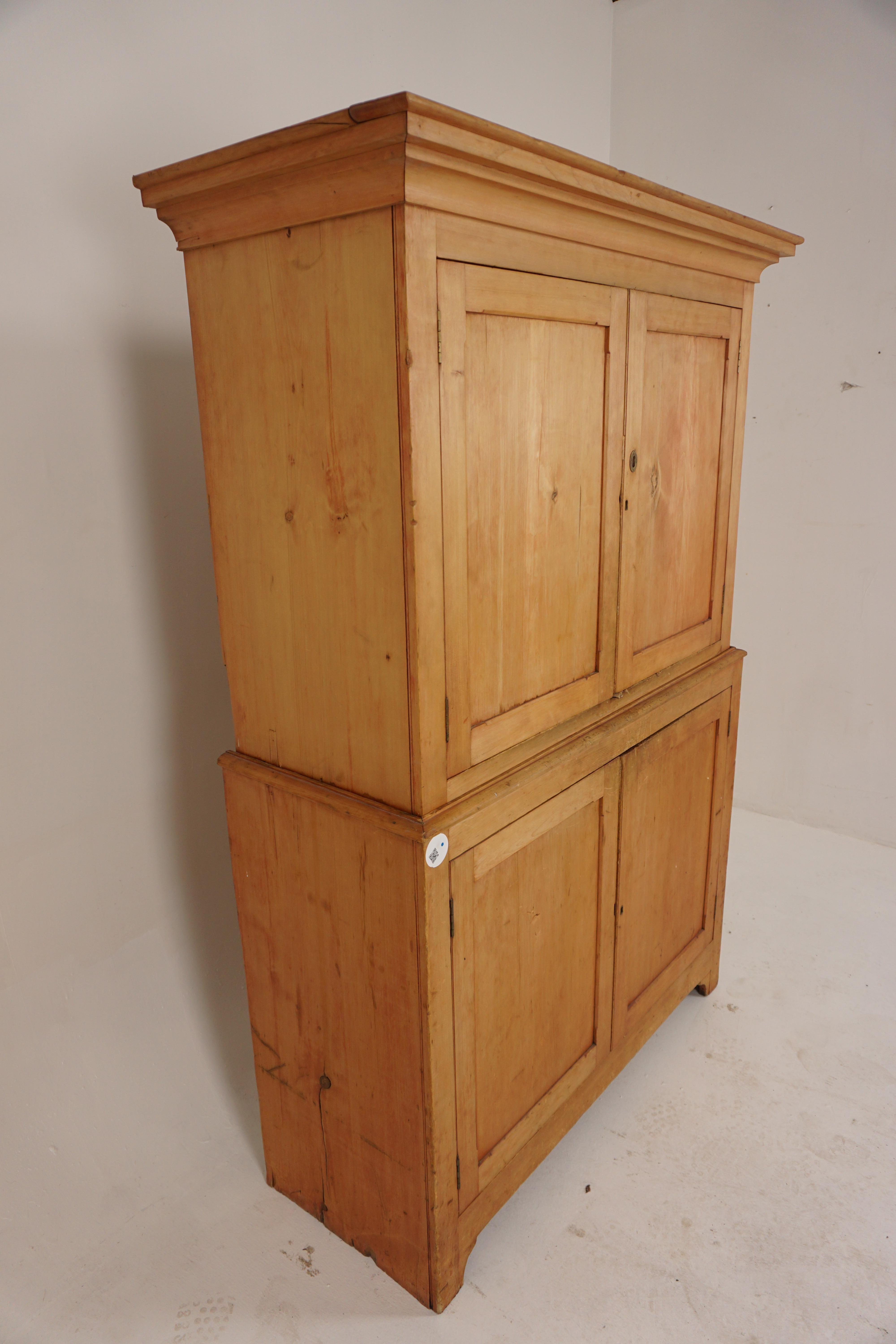 Antique Pine 4 door cupboard, cabinet farmhouse, housekeeper’s cupboard, Scotland 1880, H908

Scotland 1880
Solid Pine
Original Finish
Deep moulded cornice on top
Pair of panel doors open to reveal a spacious storage area with two pine