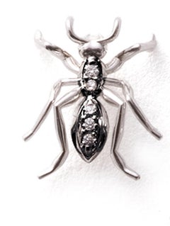 Ant Tie Tack White Gold Black Rhodium Diamonds
