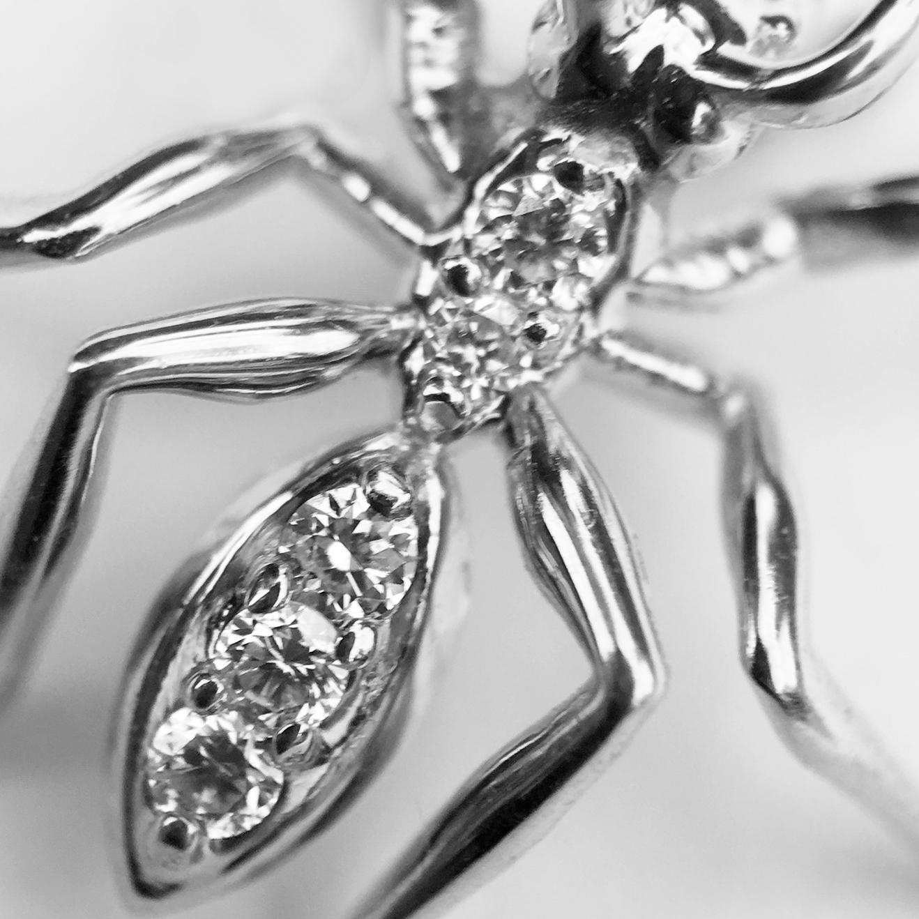 Make a statement with this sophisticated Ant Tie Tack. Crafted in 14k white gold and adorned with five brilliant-cut round diamonds pave set, this limited edition piece is the perfect addition to any formal or business attire. The ant design is 15mm