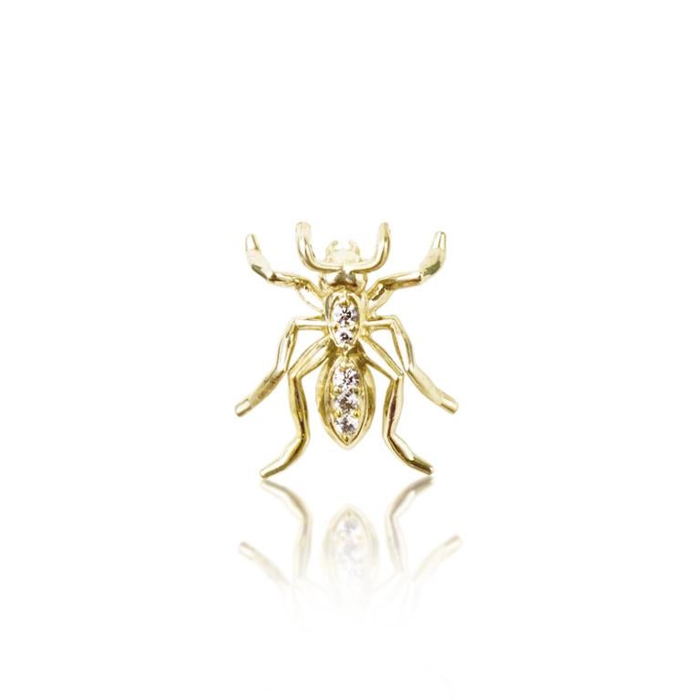 Artist Ant Tie Tack Yellow Gold Diamonds For Sale
