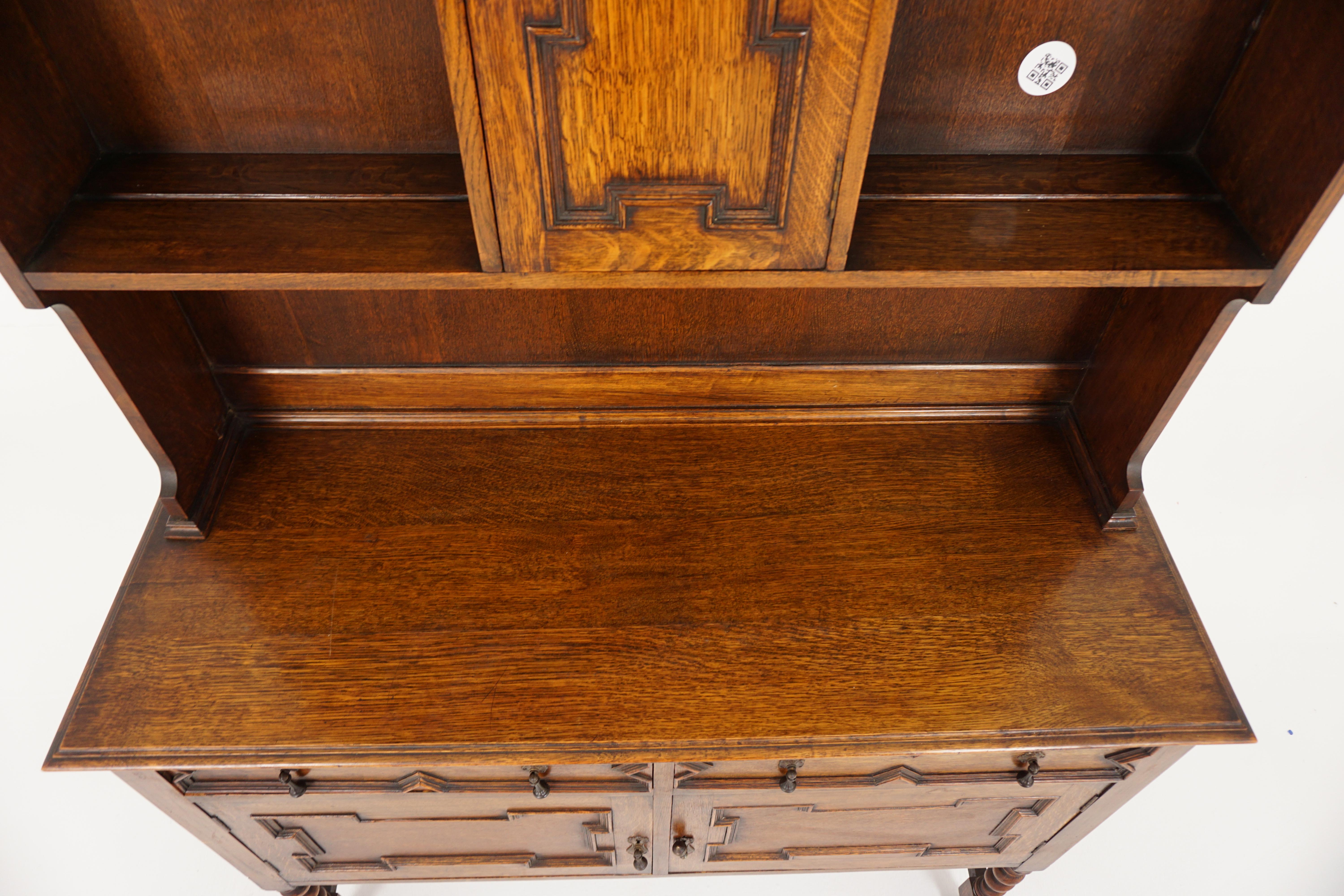 Ant, Tiger Oak Barley Twist Welsh Dresser, Sideboard/Buffet, Scotland 1920, H752 3