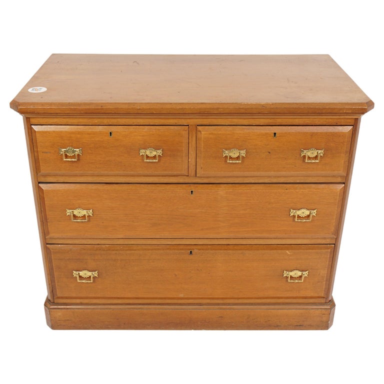 Ant. Victorian Arts and Crafts Ash Four Drawer Dresser Chest, Scotland