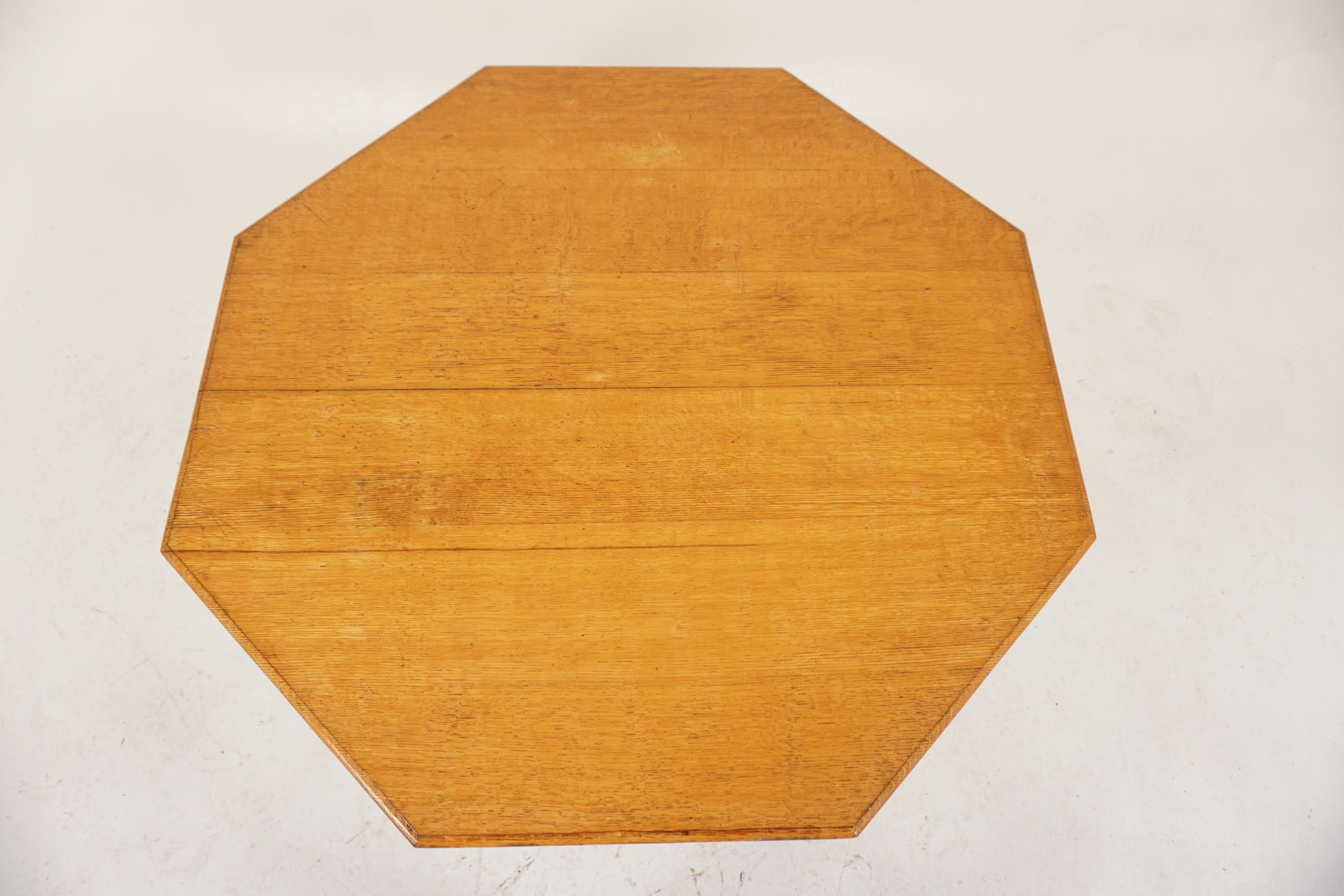 Late 19th Century Ant. Victorian Arts + Crafts Oak Octagonal Center Table, Scotland 1890, H940 For Sale