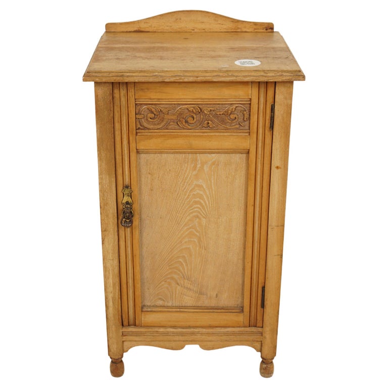 Ant. Victorian Ash Nightstand, Bedside Lamp Table, Scotland 1880, H725