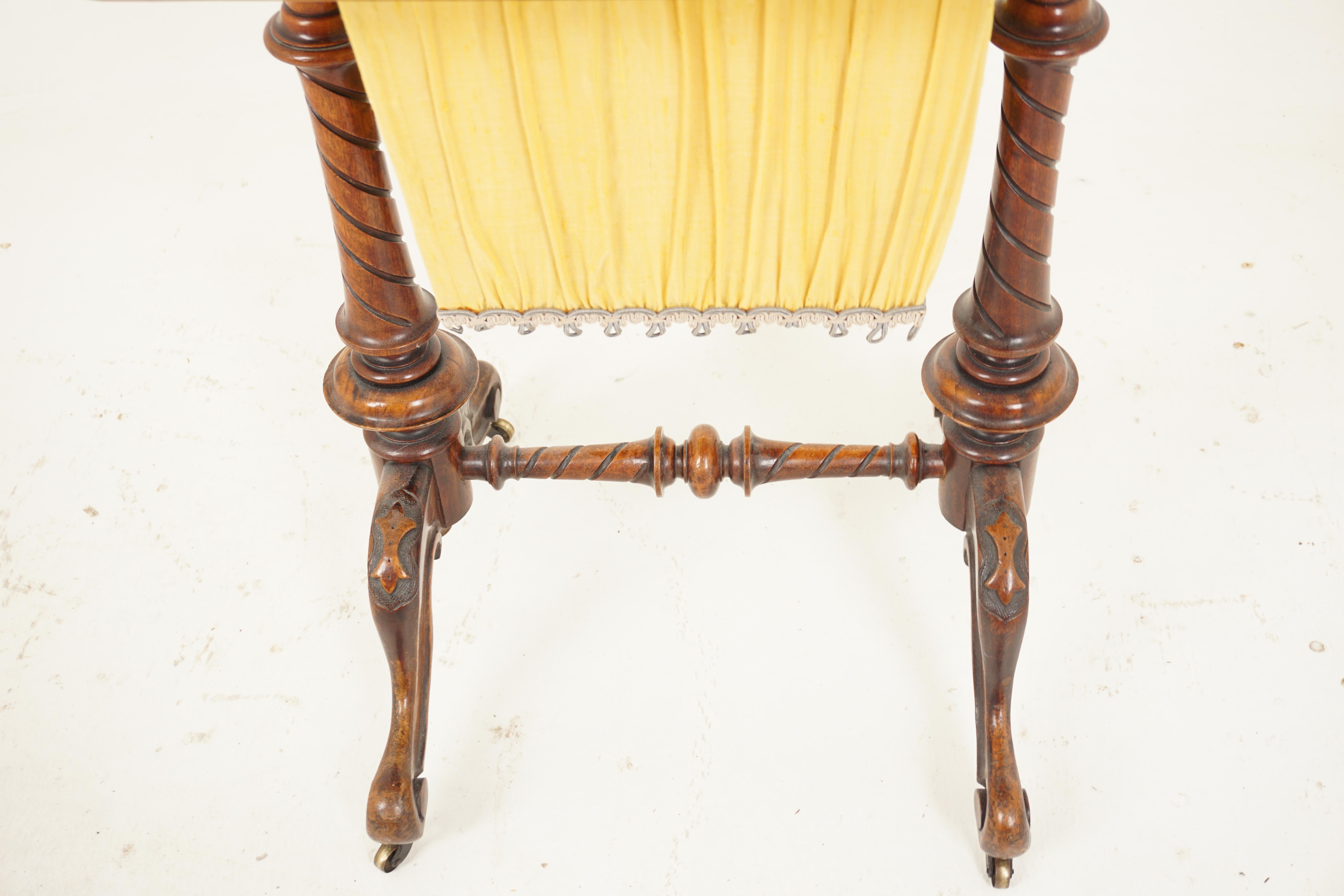 Ant. Victorian Burr Walnut Sewing Box on Carved Legs, Table, Scotland 1850, H688 For Sale 3