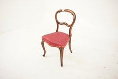 Ant. Victorian Carved Bedroom Chair, Upholstered Seat, Scotland 1870, H130