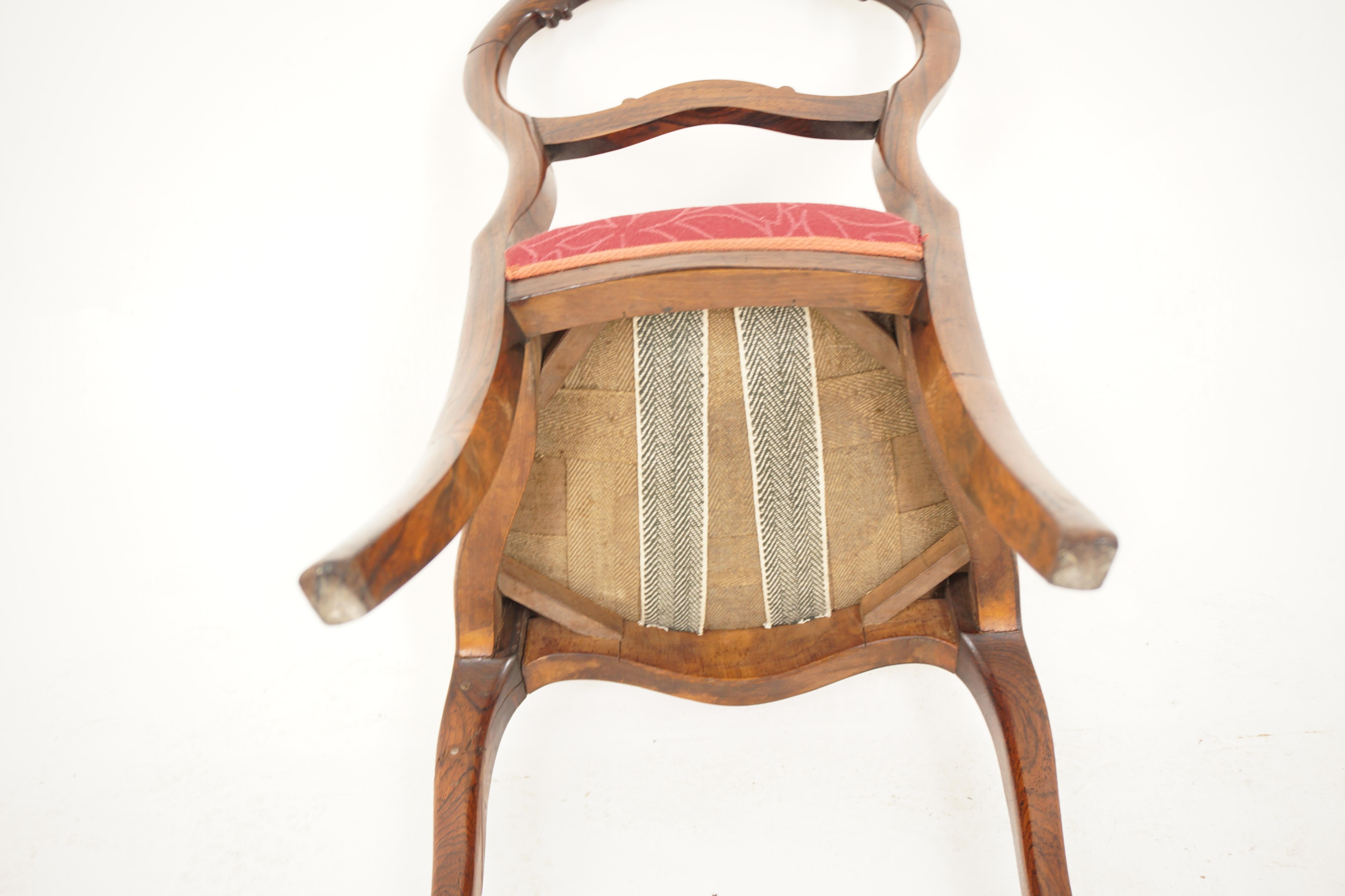 Ant. Victorian Carved Bedroom Chair, Upholstered Seat, Scotland 1870, H130 For Sale 2