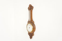 Ant. Victorian Carved Oak Aneroid Barometer, Scotland 1900, H854