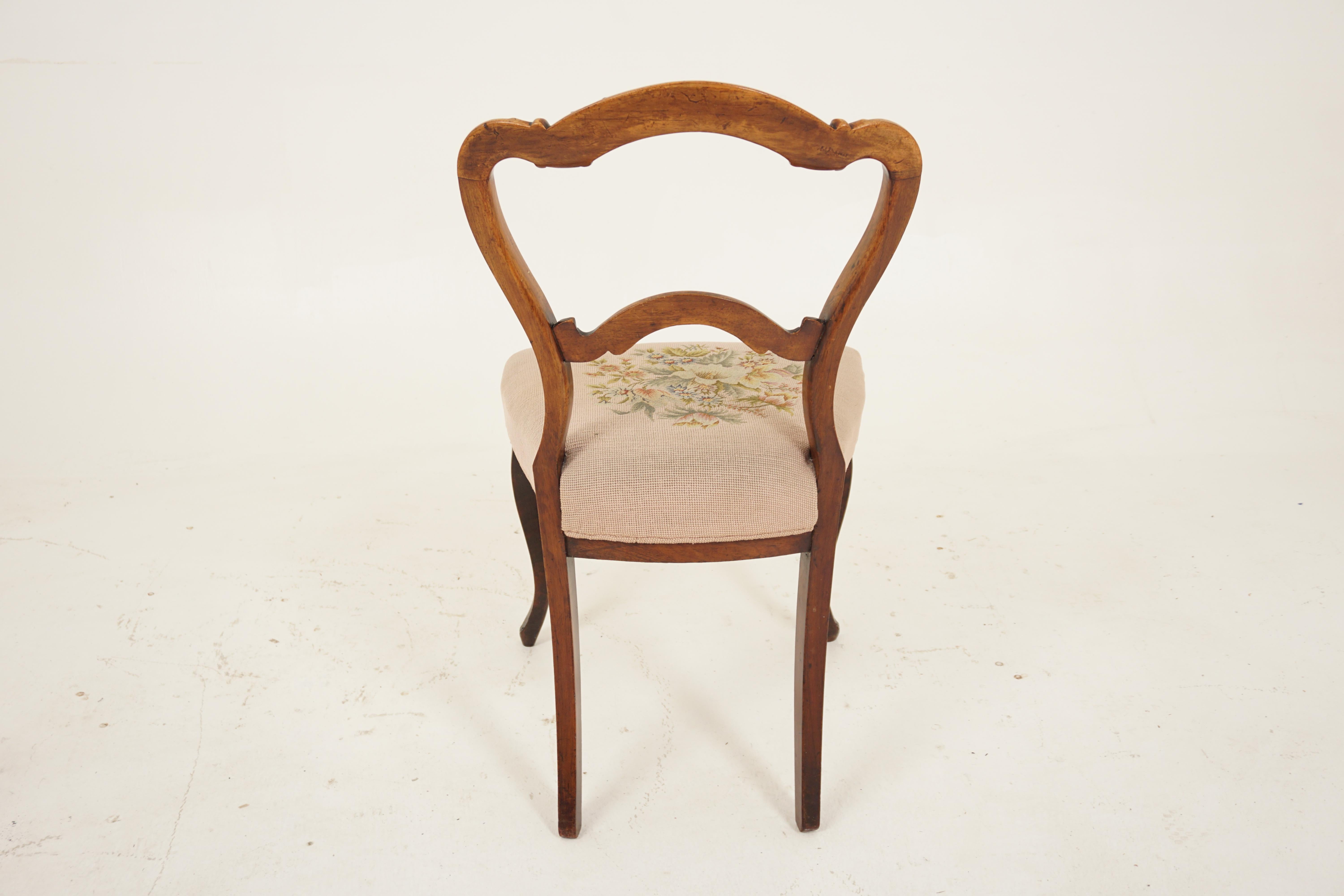 Ant. Victorian Carved Walnut Parlor Chair Upholstered Seat, Scotland 1870, H694 For Sale 3