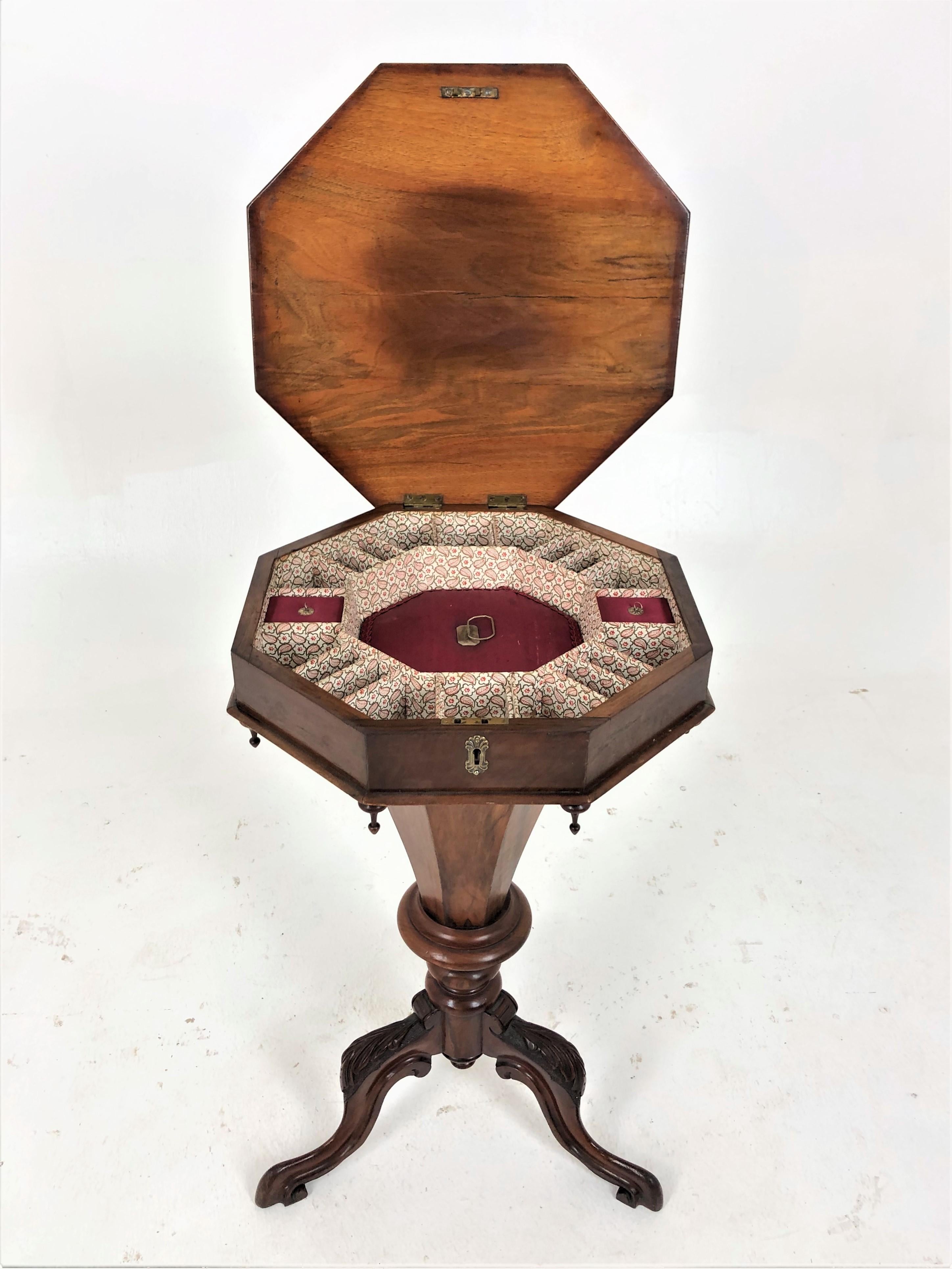Ant. Victorian Hexagonal Walnut, Sewing Table, Work Table, Scotland 1870, H705 1