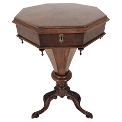 Ant. Victorian Hexagonal Walnut, Sewing Table, Work Table, Scotland 1870, H705