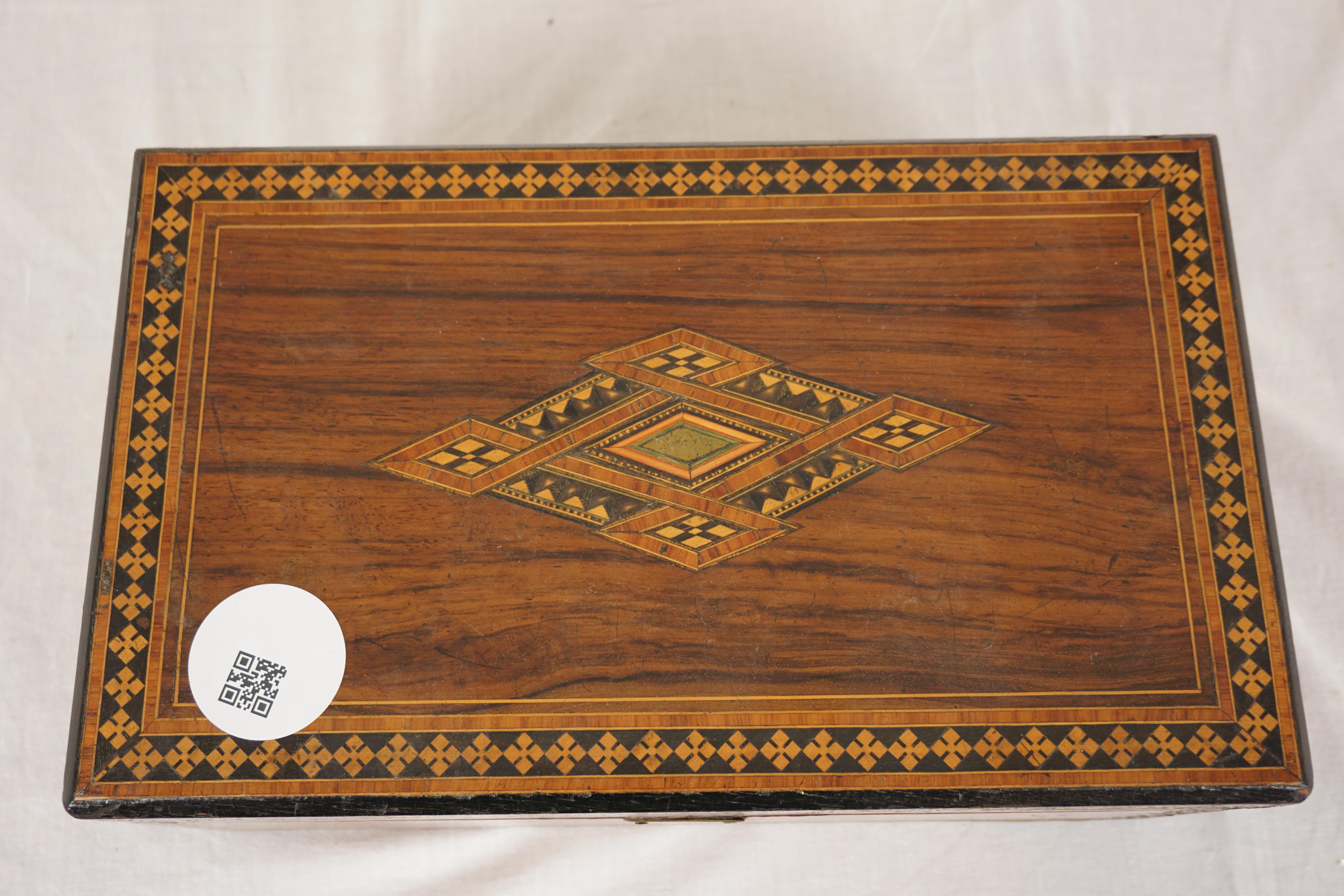 Ant. Victorian Inlaid Turnbridge Ware Writing Box, Scotland 1870, H1036 In Good Condition For Sale In Vancouver, BC