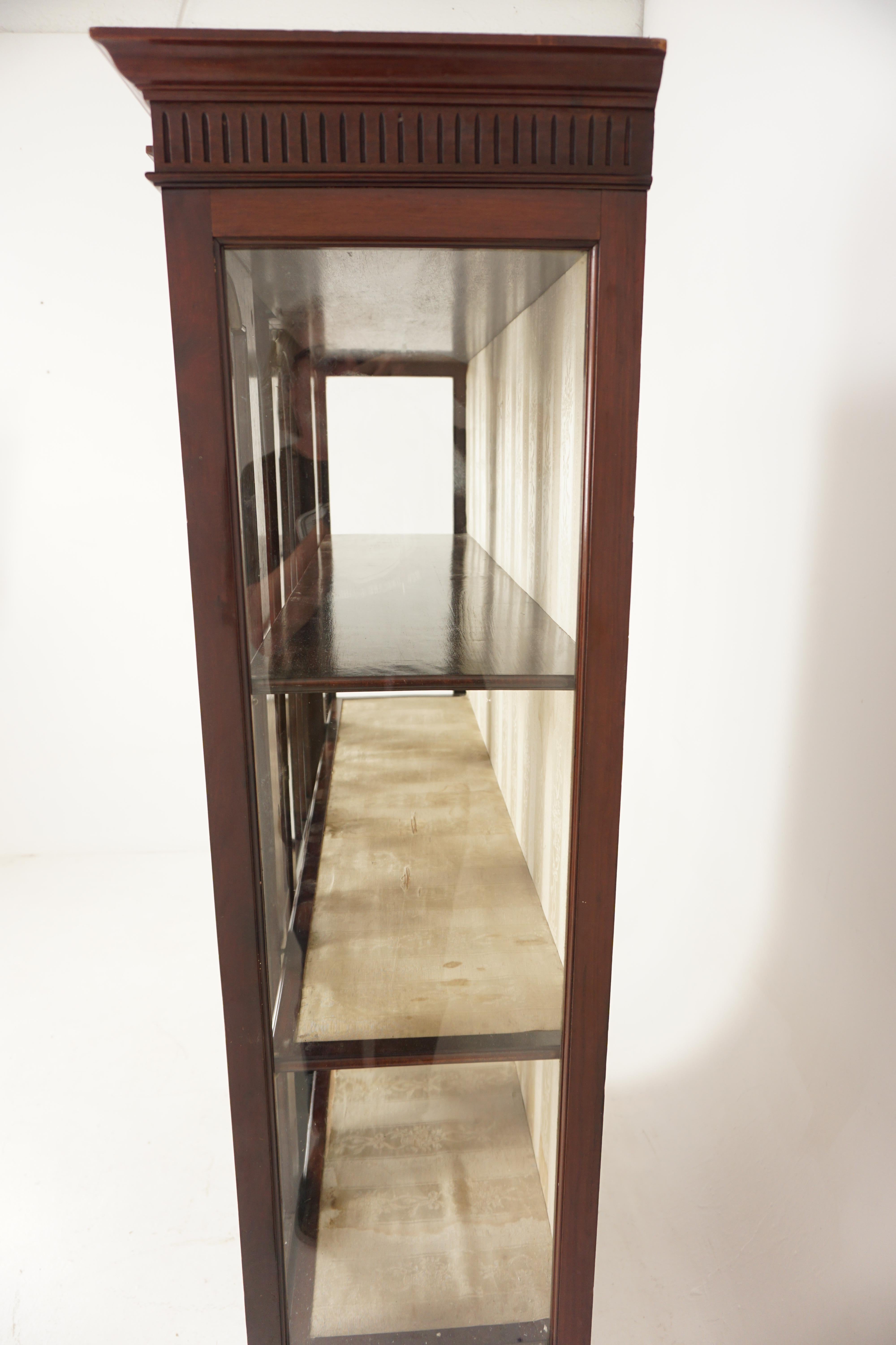 Ant. Victorian Large Carved Walnut Display & China Cabinet, Scotland 1890, H489 5