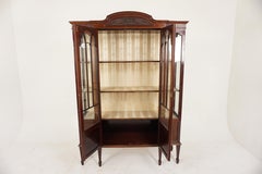 Ant. Victorian Large Carved Walnut Display & China Cabinet, Scotland 1890, H489