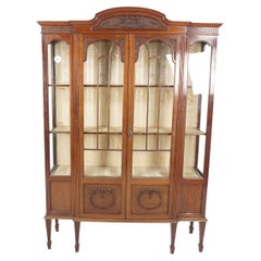 Antique Ant. Victorian Large Carved Walnut Display & China Cabinet, Scotland 1890, H489
