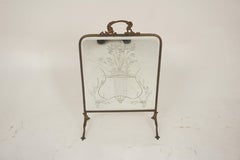Ant. Victorian Mirrored and Brass Fire Screen, Scotland 1890, H947