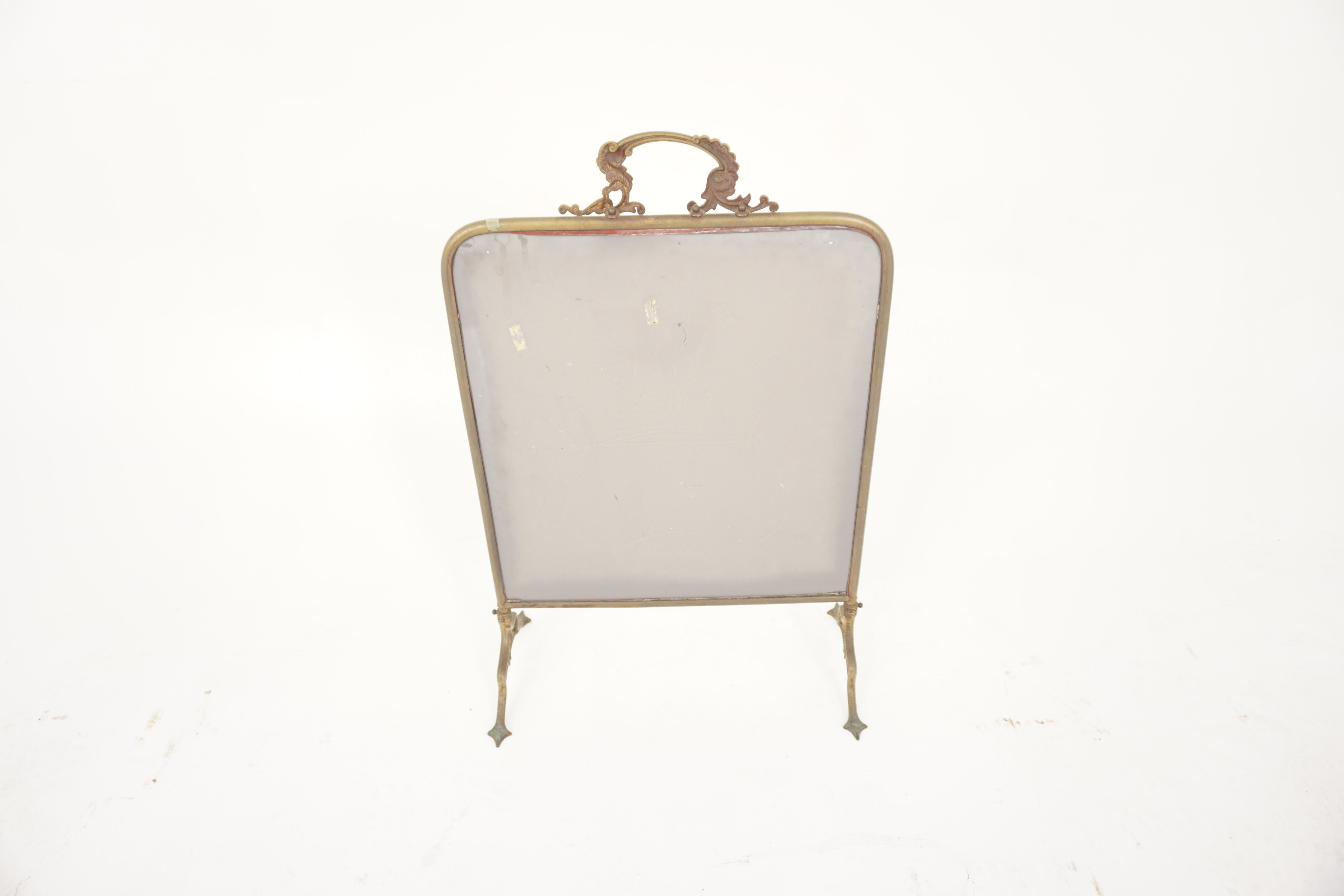  Ant. Victorian Mirrored and Brass Fire Screen, Scotland 1890, H947 For Sale 4