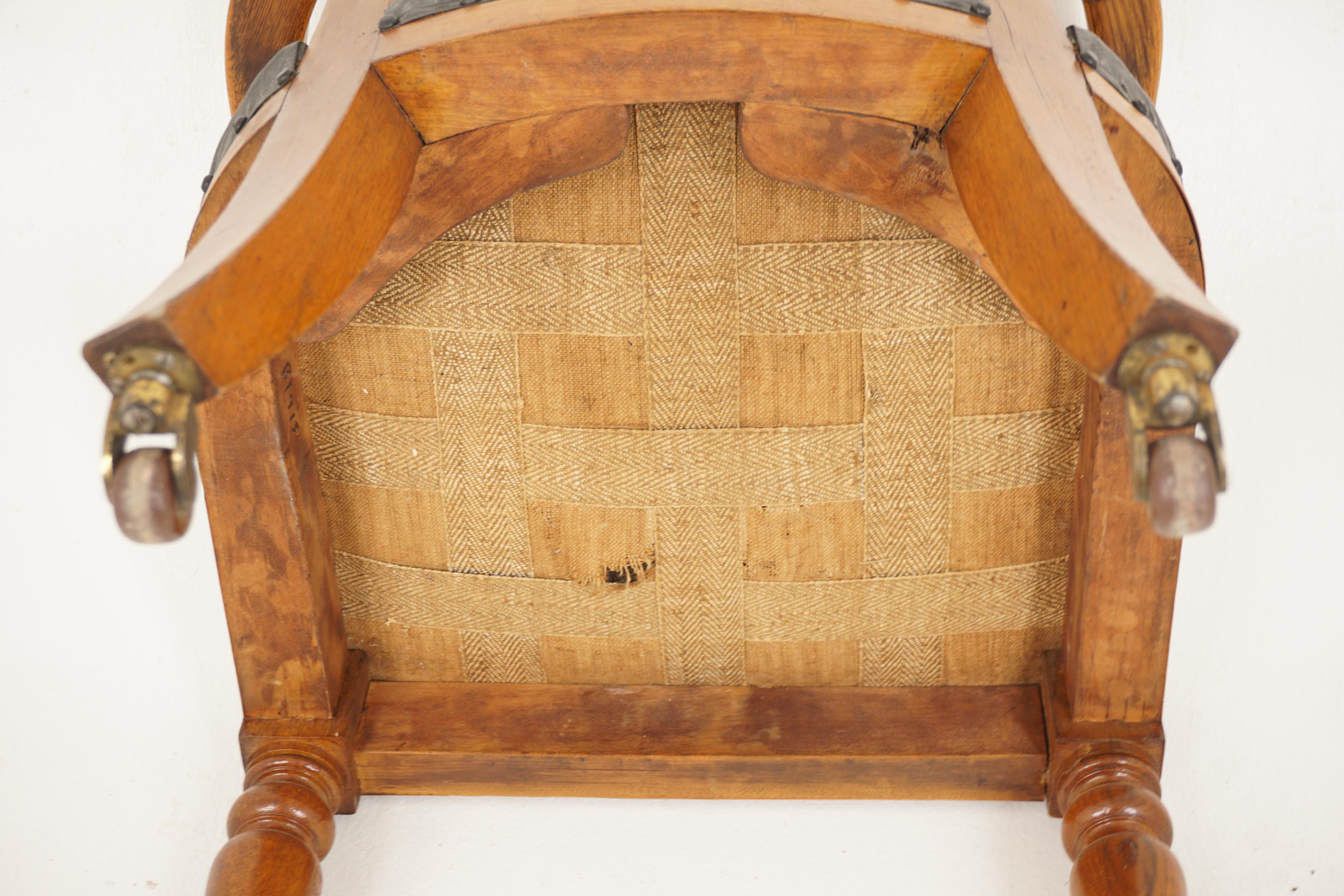 Ant. Victorian Oak Desk Chair, Arm Chair, Scotland 1880, H087 For Sale 6