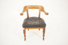 Ant. Victorian Oak Desk Chair, Arm Chair, Scotland 1880, H087