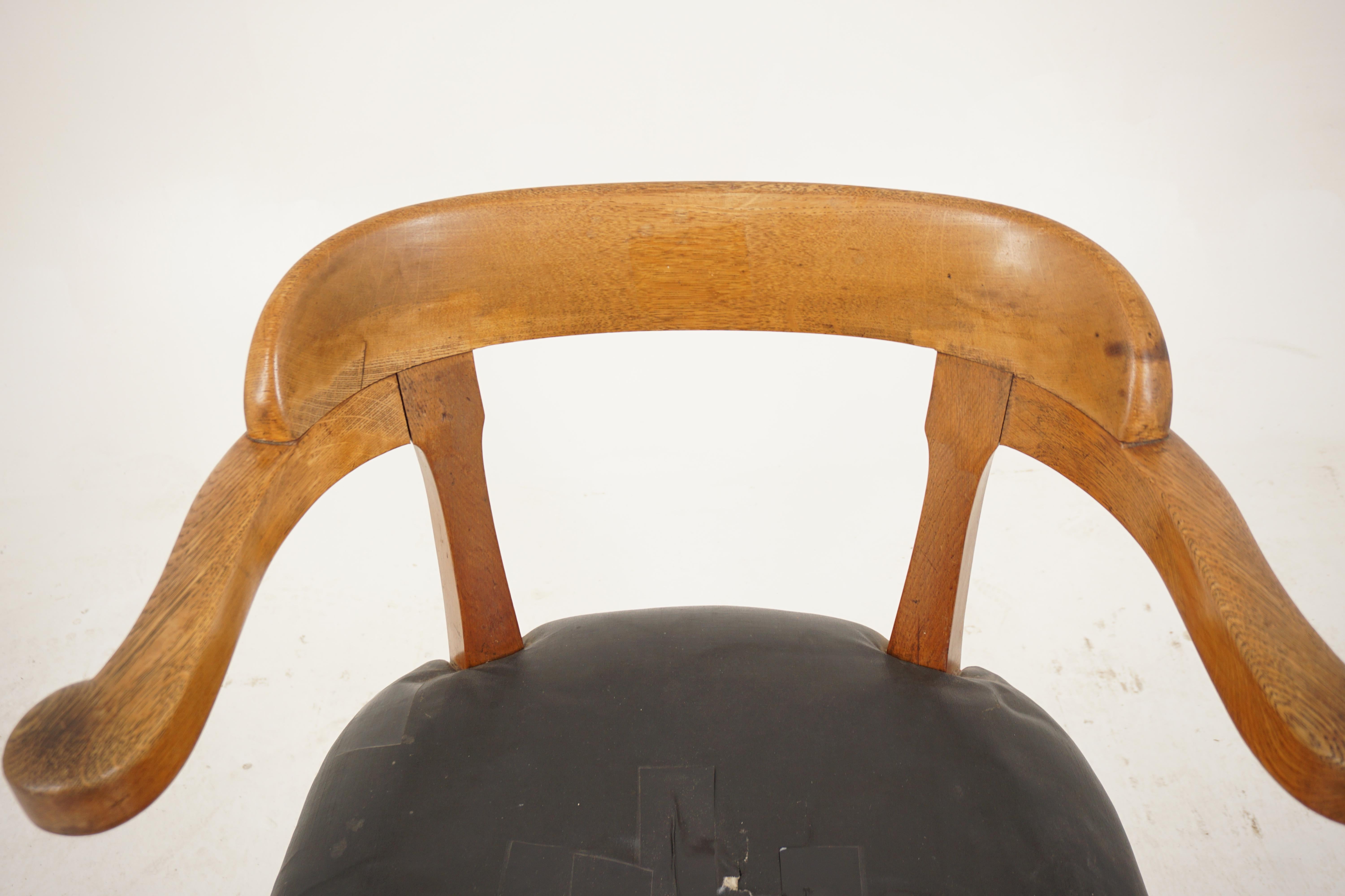 Late 19th Century Ant. Victorian Oak Desk Chair, Arm Chair, Scotland 1880, H087 For Sale