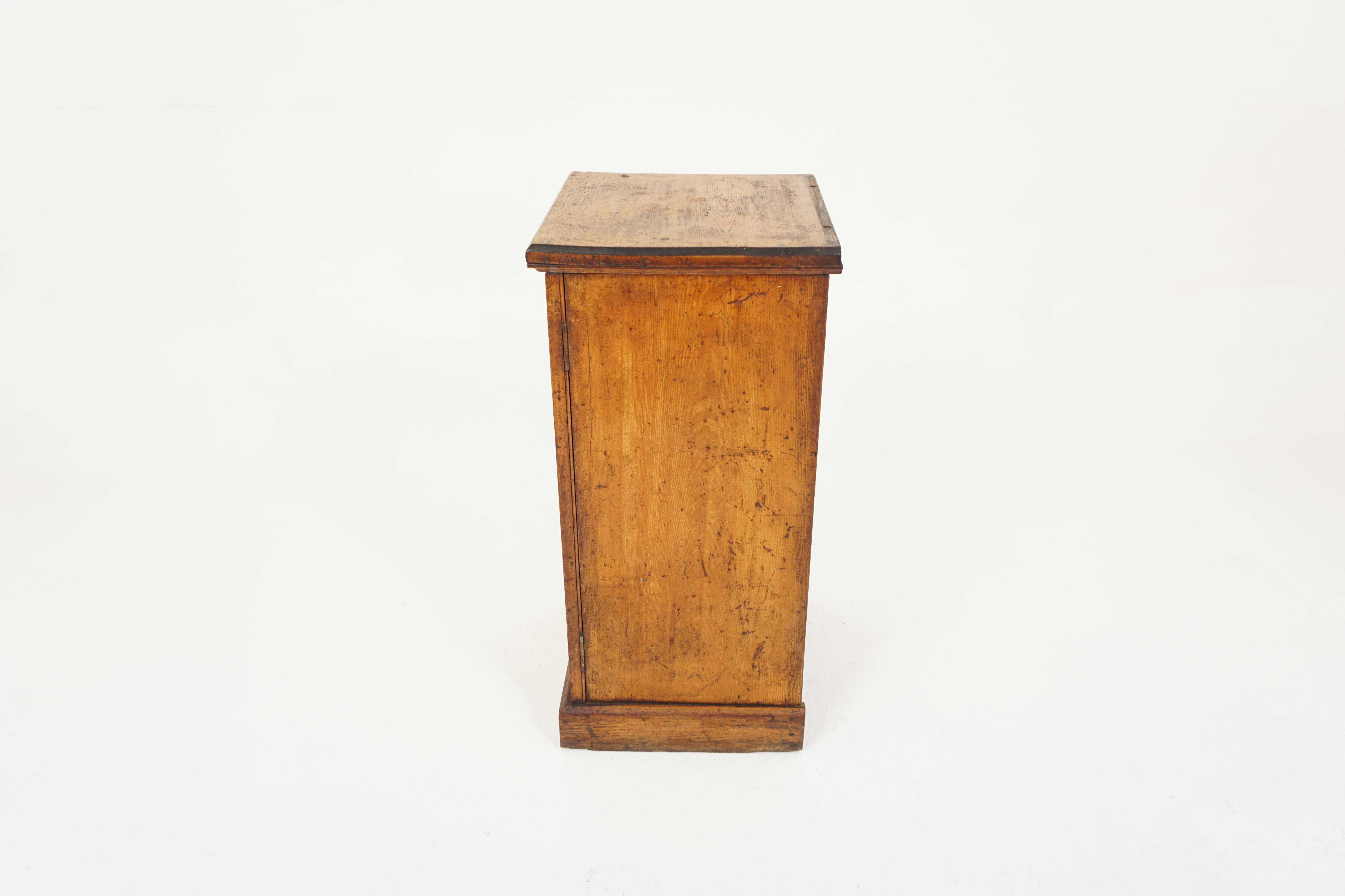 Ant. Victorian Pitch Pine Nightstand, Bedside, Lamp Table, Scotland 1880, H090 For Sale 5