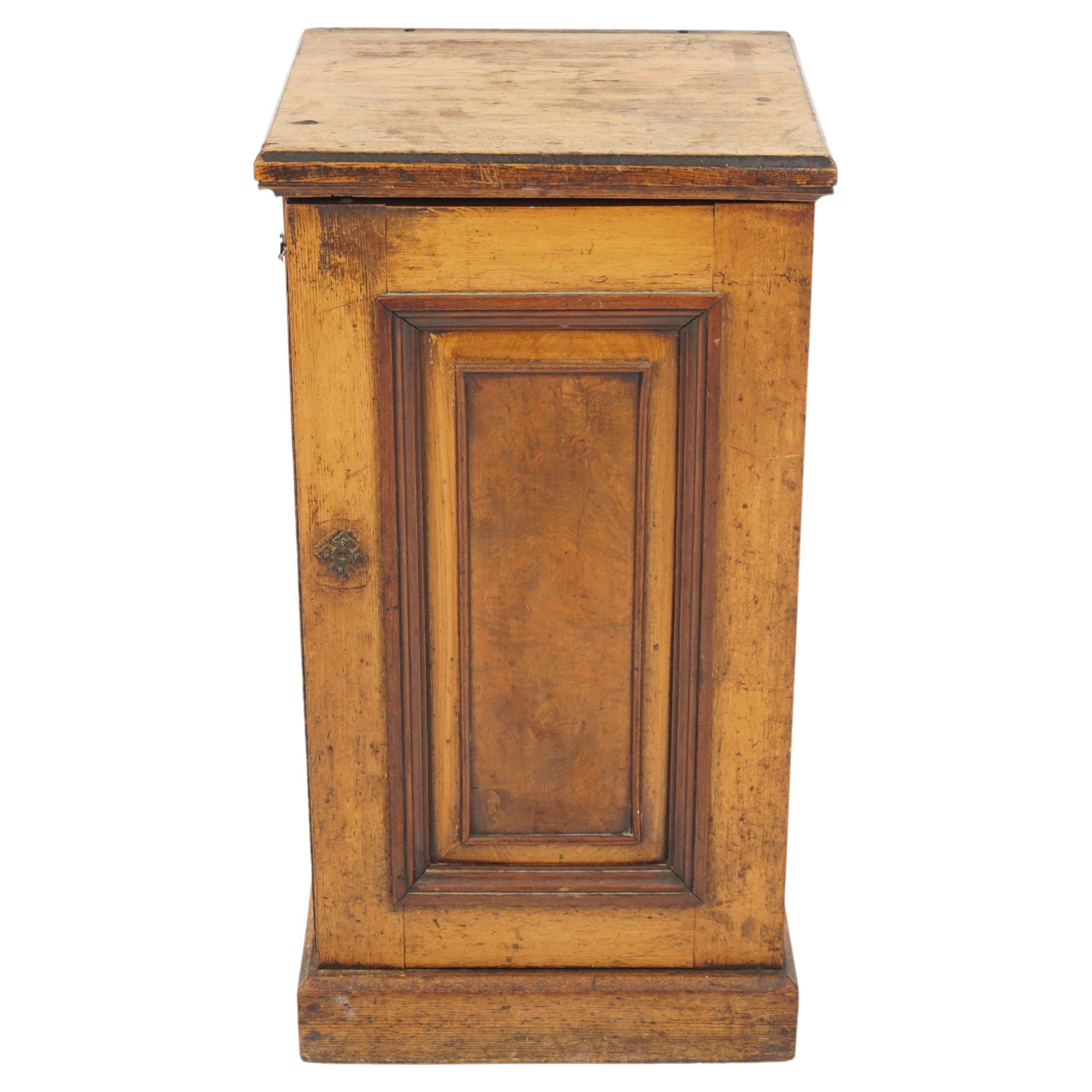 Ant. Victorian Pitch Pine Nightstand, Bedside, Lamp Table, Scotland 1880, H090 For Sale