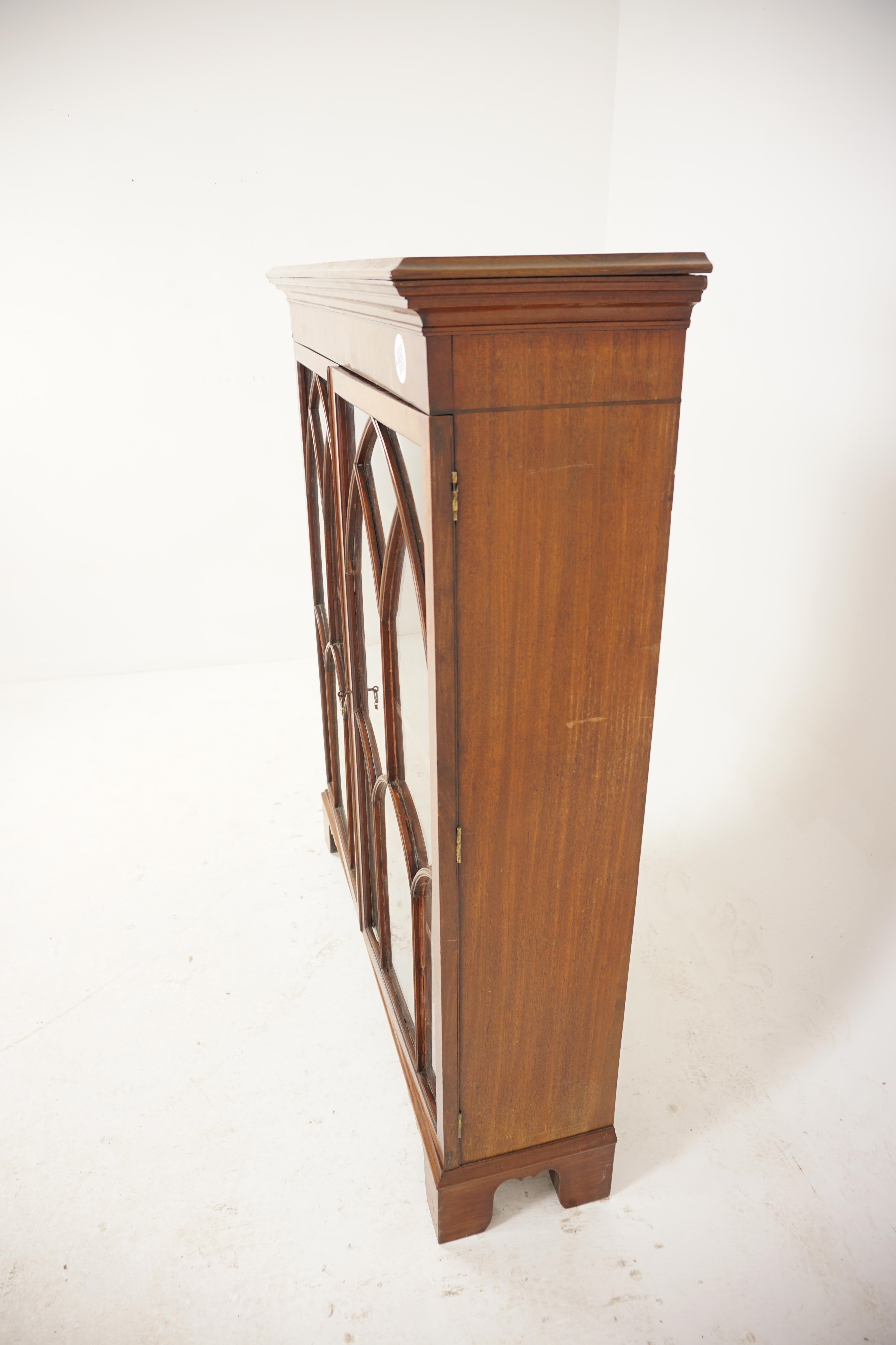 Ant. Victorian Walnut 2 Door Cabinet Bookcase, Display, Scotland 1890, H707 5