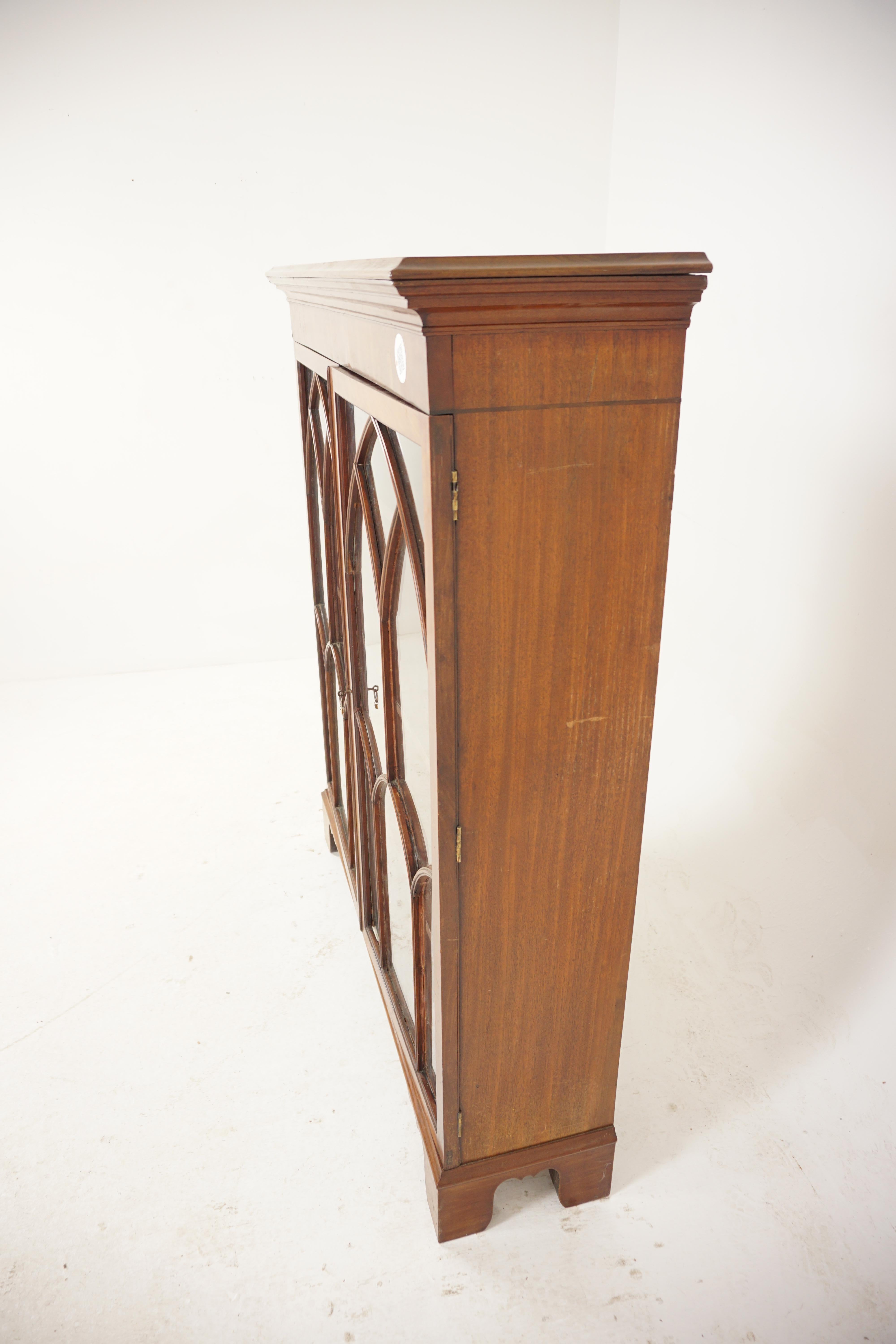 Ant. Victorian Walnut 2 Door Cabinet Bookcase, Display, Scotland 1890, H707 6